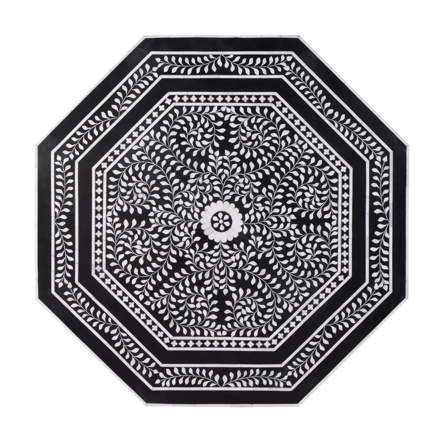 Butler Specialty Company Blackwell 40.25 in. W Octagonal Bone In-Lay 1 Drawer Coffee Table, Black, White