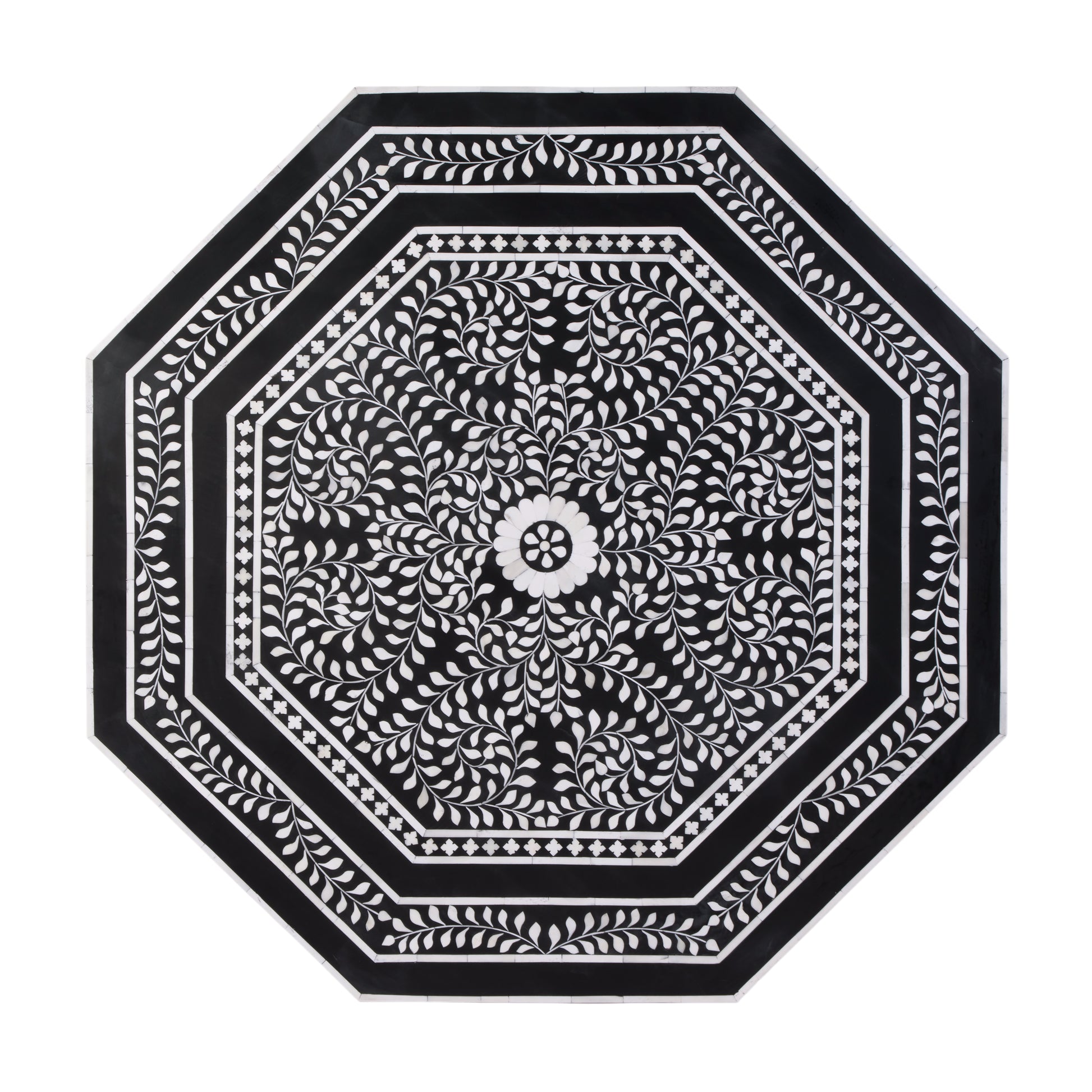 Butler Specialty Company Blackwell 40.25 in. W Octagonal Bone In-Lay 1 Drawer Coffee Table, Black, White