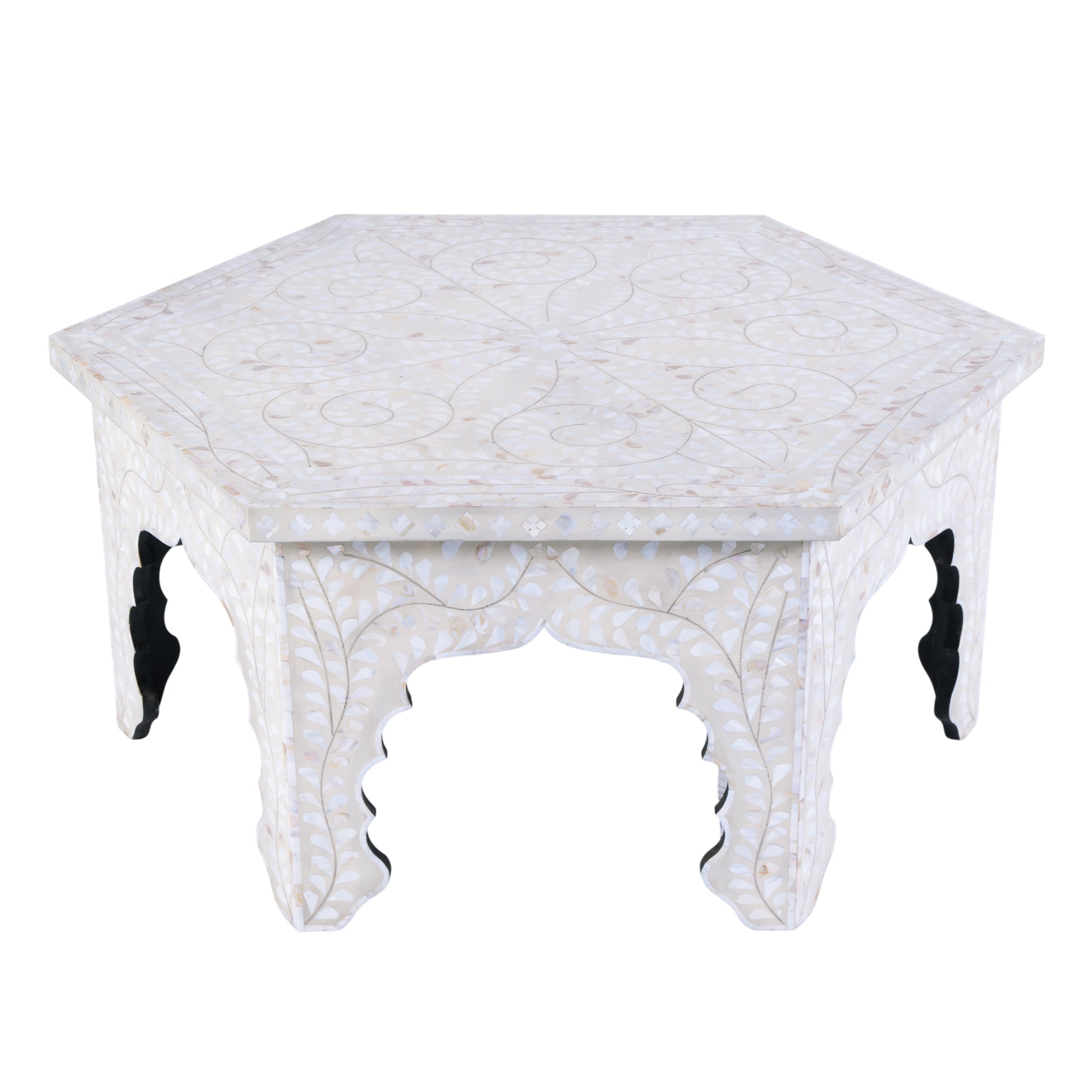 Butler Specialty Company Marjorie 40.5 in. W Hexagon Mother of Pearl Coffee Table, White