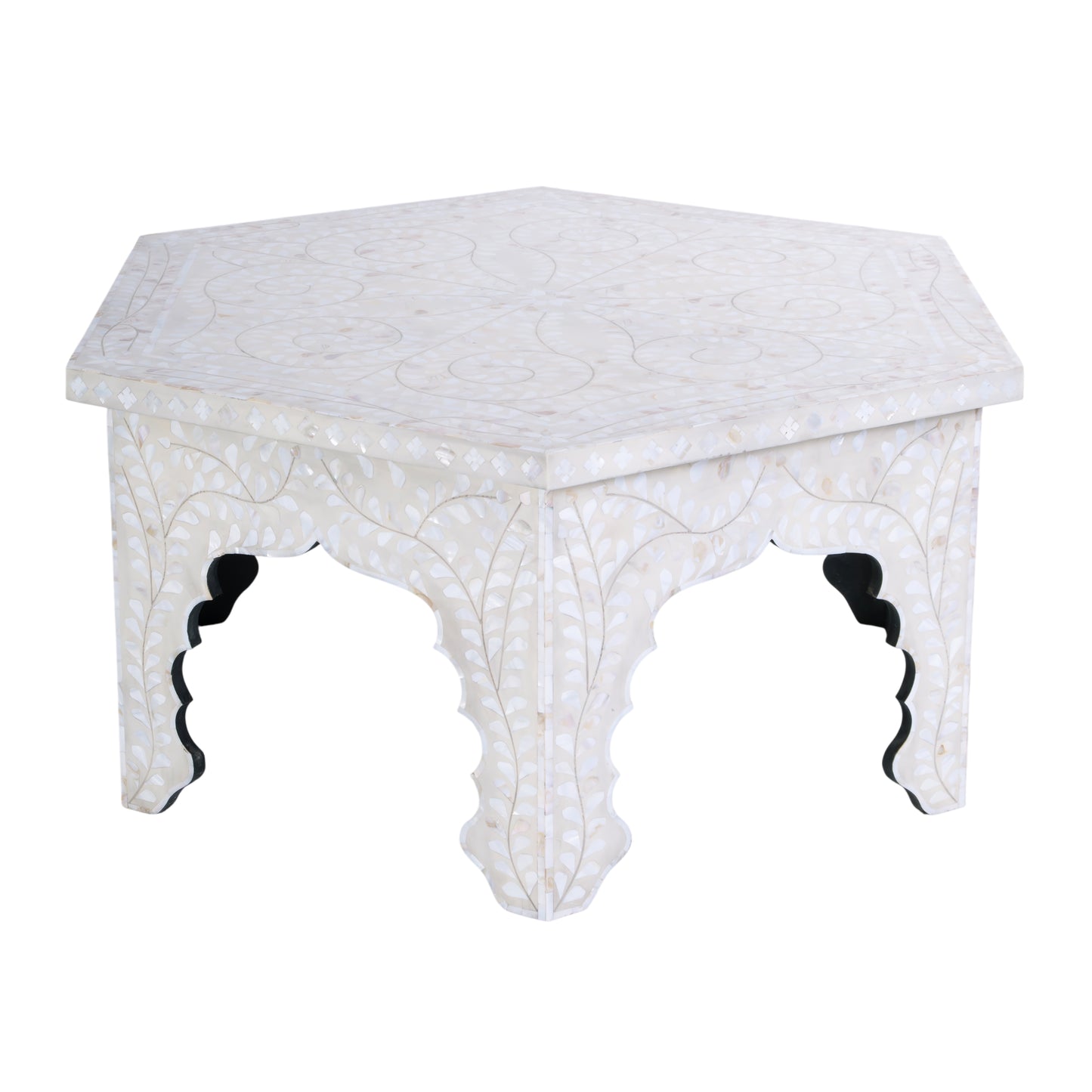Butler Specialty Company Marjorie 40.5 in. W Hexagon Mother of Pearl Coffee Table, White