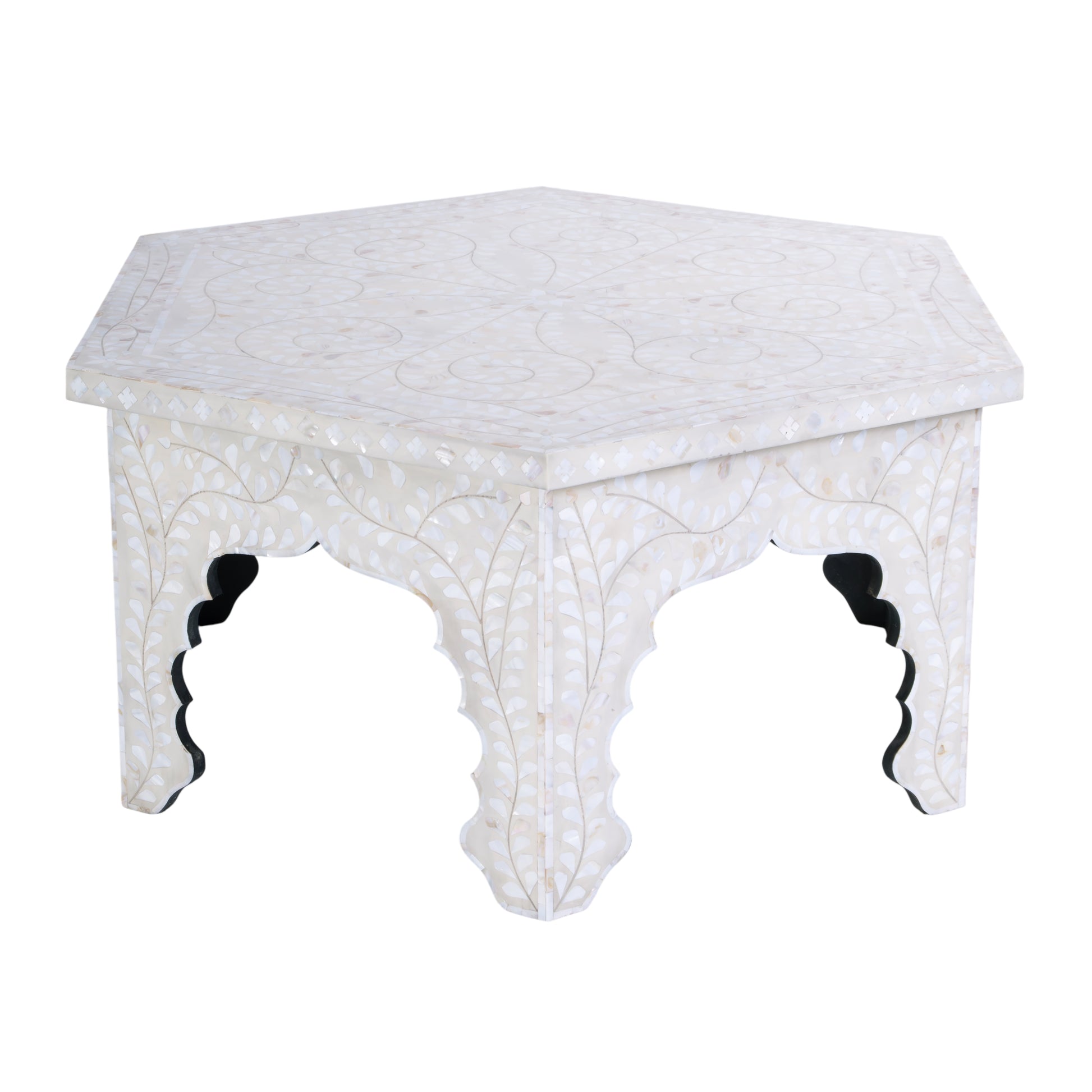 Butler Specialty Company Marjorie 40.5 in. W Hexagon Mother of Pearl Coffee Table, White