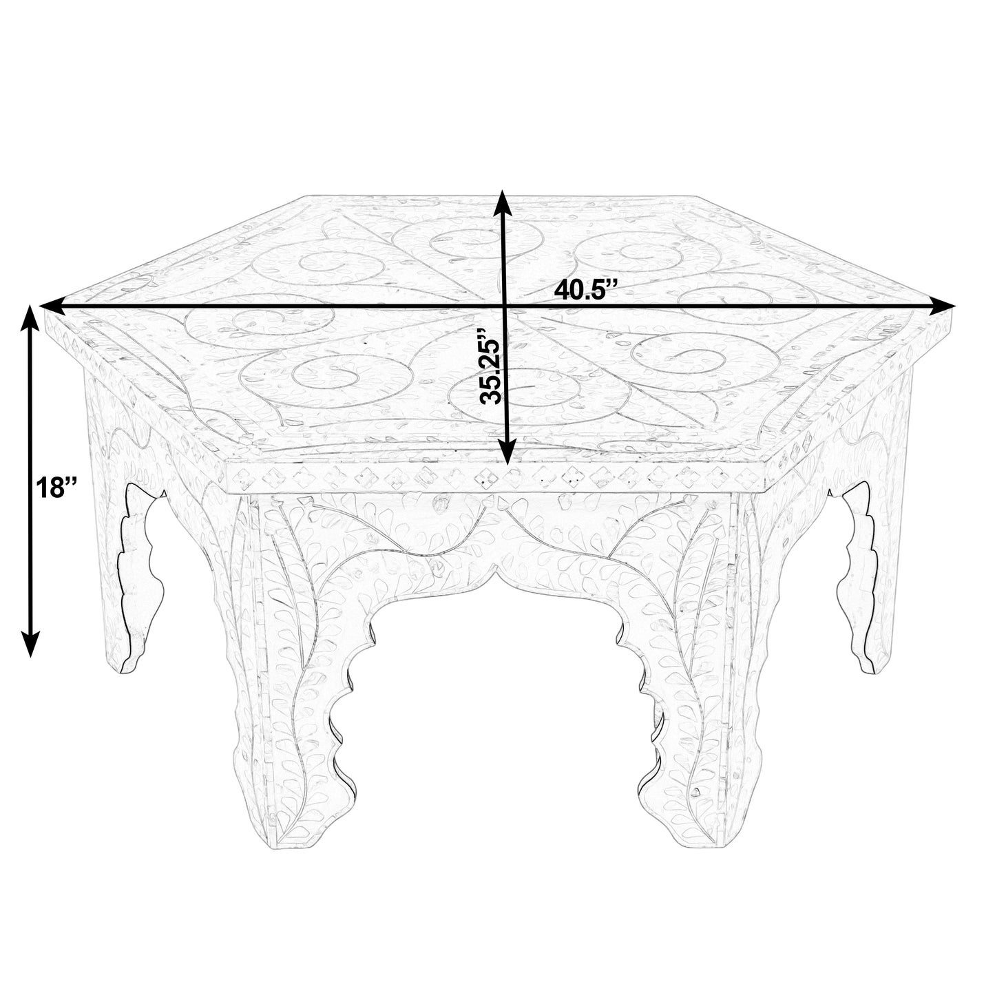 Butler Specialty Company Marjorie 40.5 in. W Hexagon Mother of Pearl Coffee Table, White