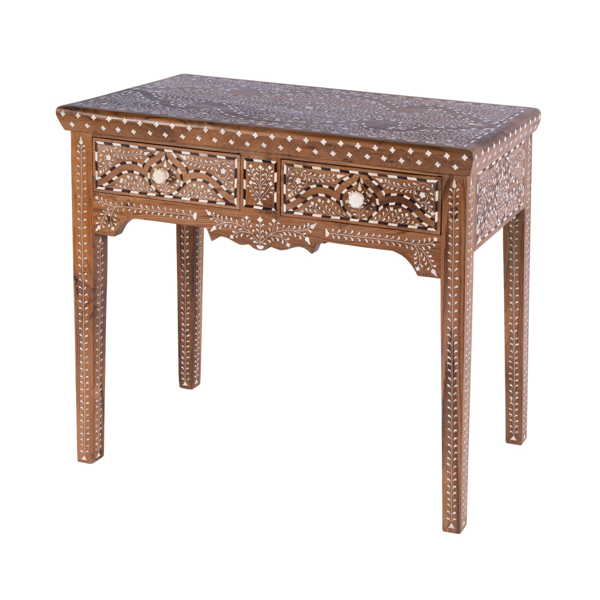 Butler Specialty Company Rashmi 36 in. W Rectangular Teak & Bone 2 Drawer Console Table, Brown