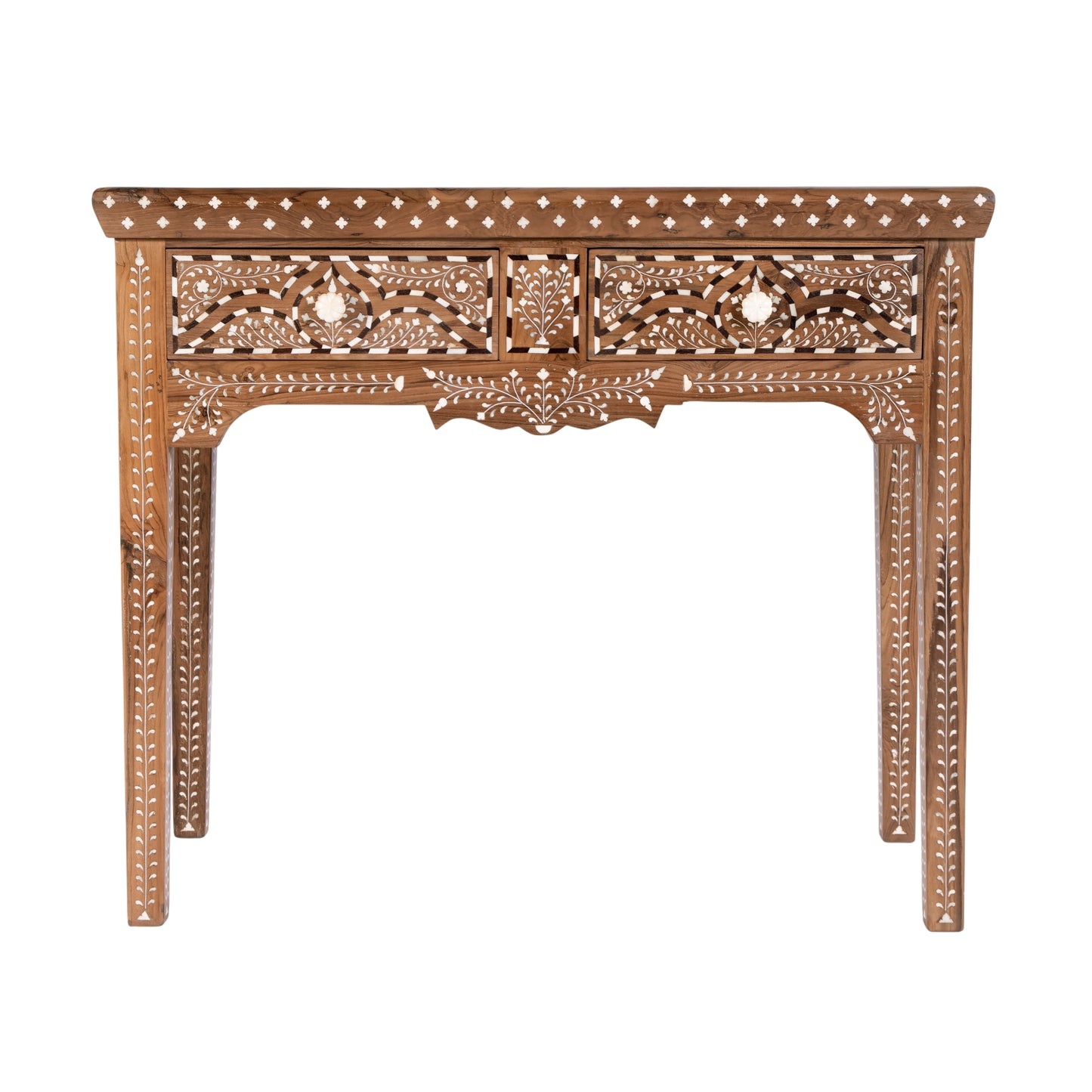 Butler Specialty Company Rashmi 36 in. W Rectangular Teak & Bone 2 Drawer Console Table, Brown