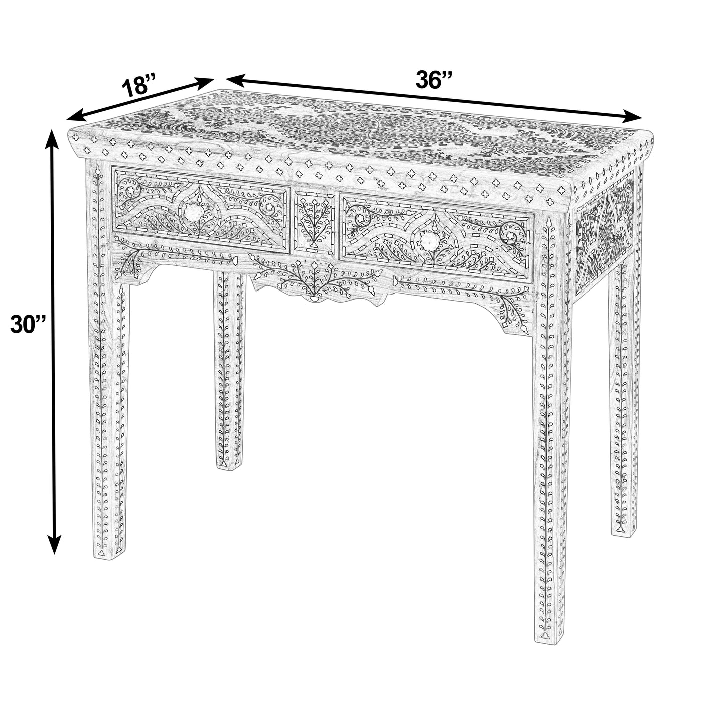 Butler Specialty Company Rashmi 36 in. W Rectangular Teak & Bone 2 Drawer Console Table, Brown