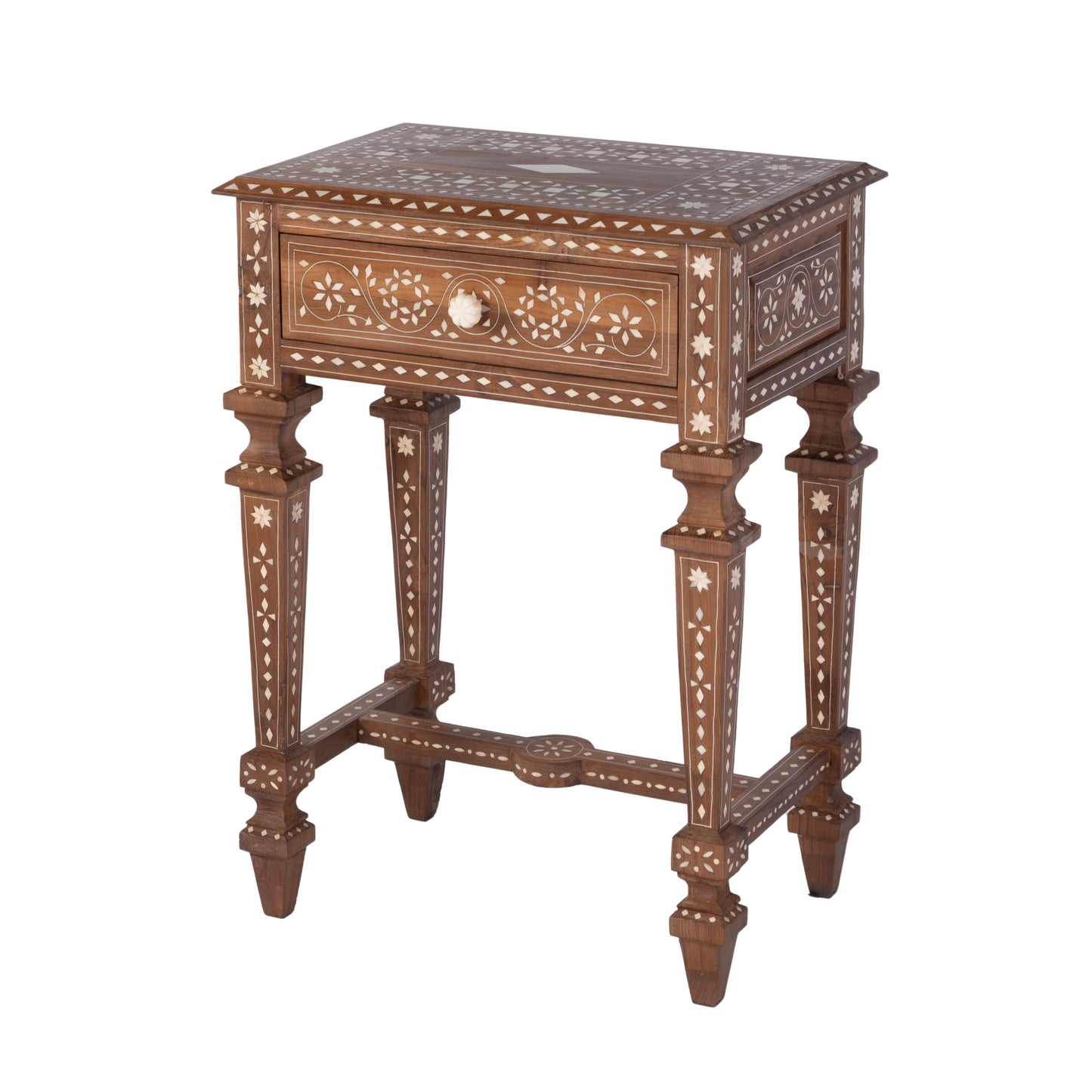 Butler Specialty Company Rashmi 21 in. W Rectangular Teak & Bone 1 Drawer End Table, Brown