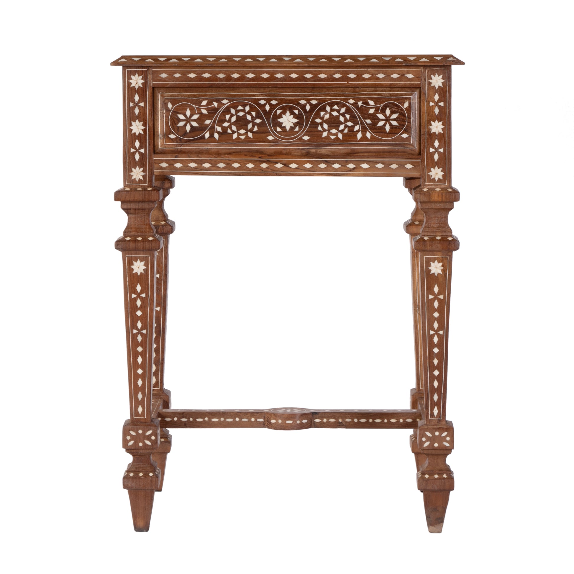 Butler Specialty Company Rashmi 21 in. W Rectangular Teak & Bone 1 Drawer End Table, Brown