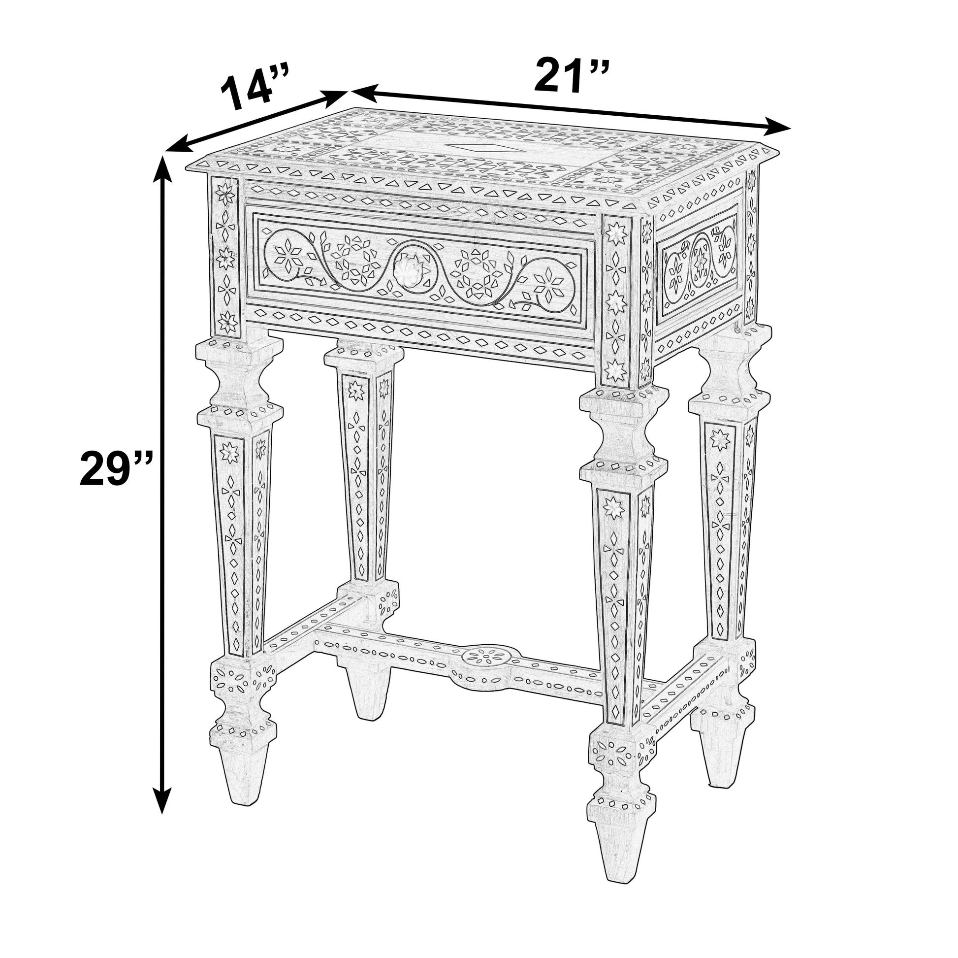 Butler Specialty Company Rashmi 21 in. W Rectangular Teak & Bone 1 Drawer End Table, Brown