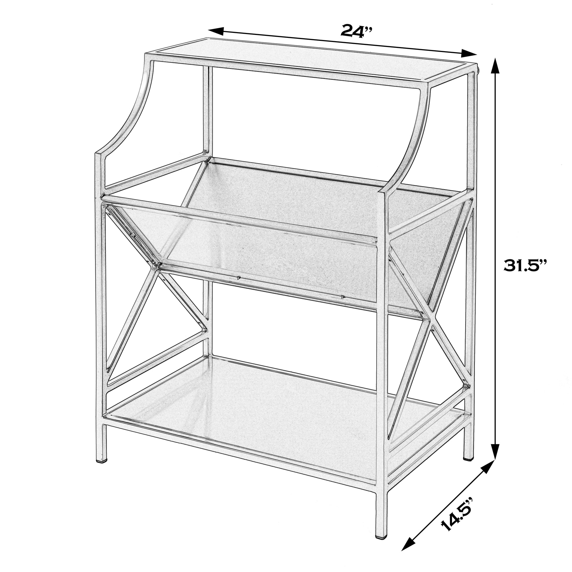 Butler Specialty Company Franklin 24 in. W x 31.5 in. H Rectangular Iron 2 Tier Bookshelf, Gold