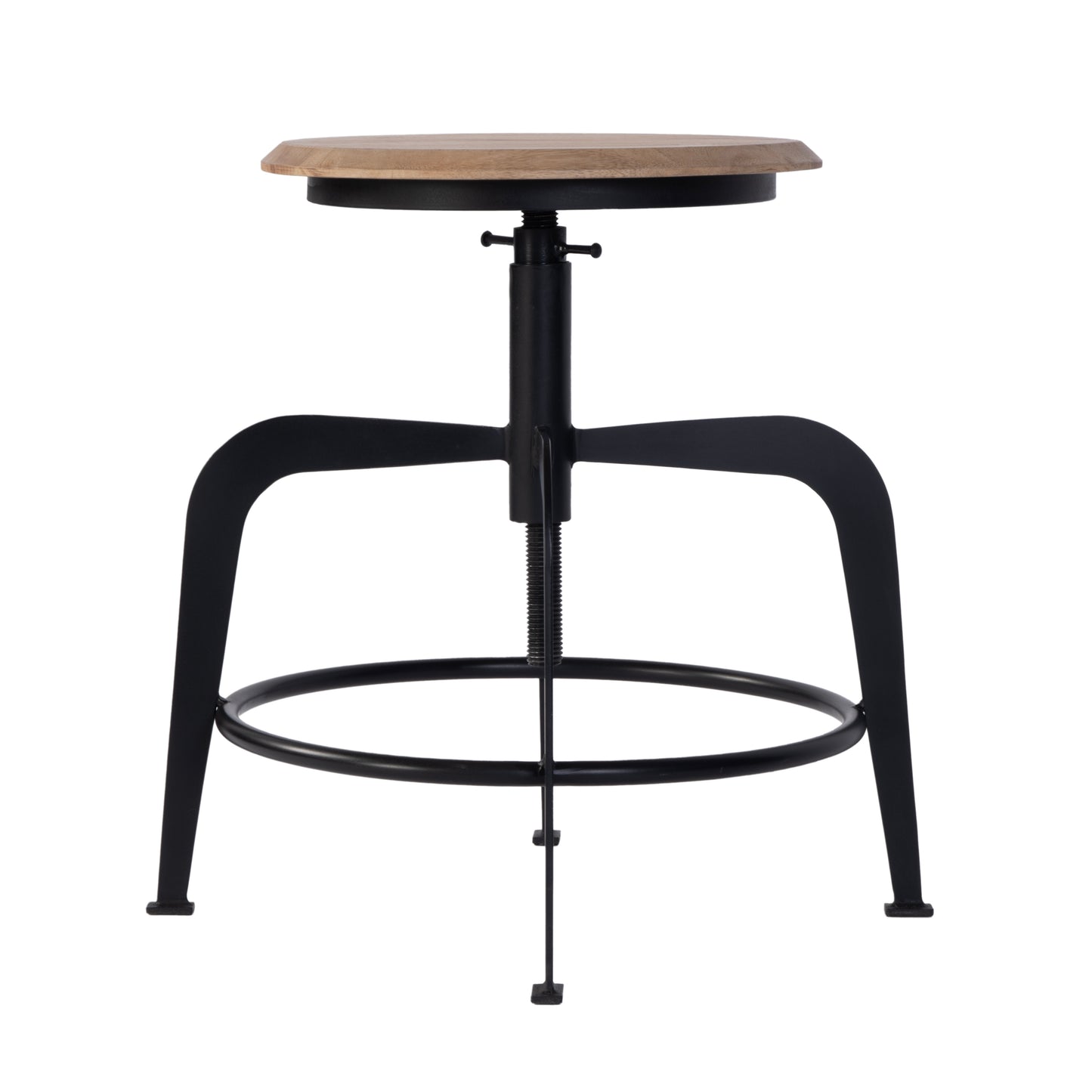 Butler Specialty Company Edison 20-27 in. Adjustable Seat Height Iron and Wood Bar Stool, Black, Natural