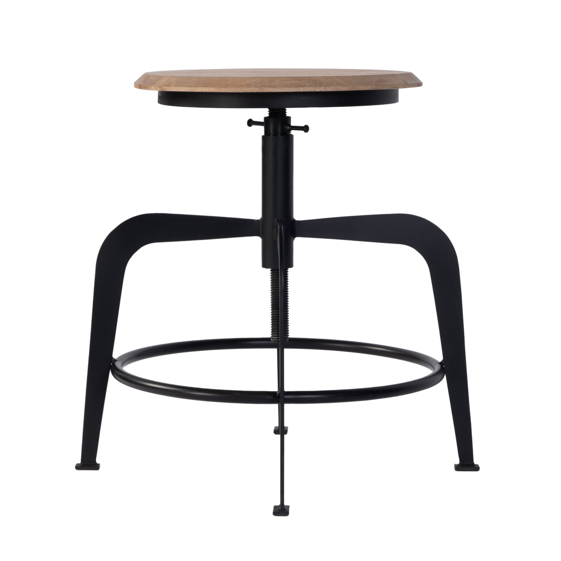 Butler Specialty Company Edison 20-27 in. Adjustable Seat Height Iron and Wood Bar Stool, Black, Natural