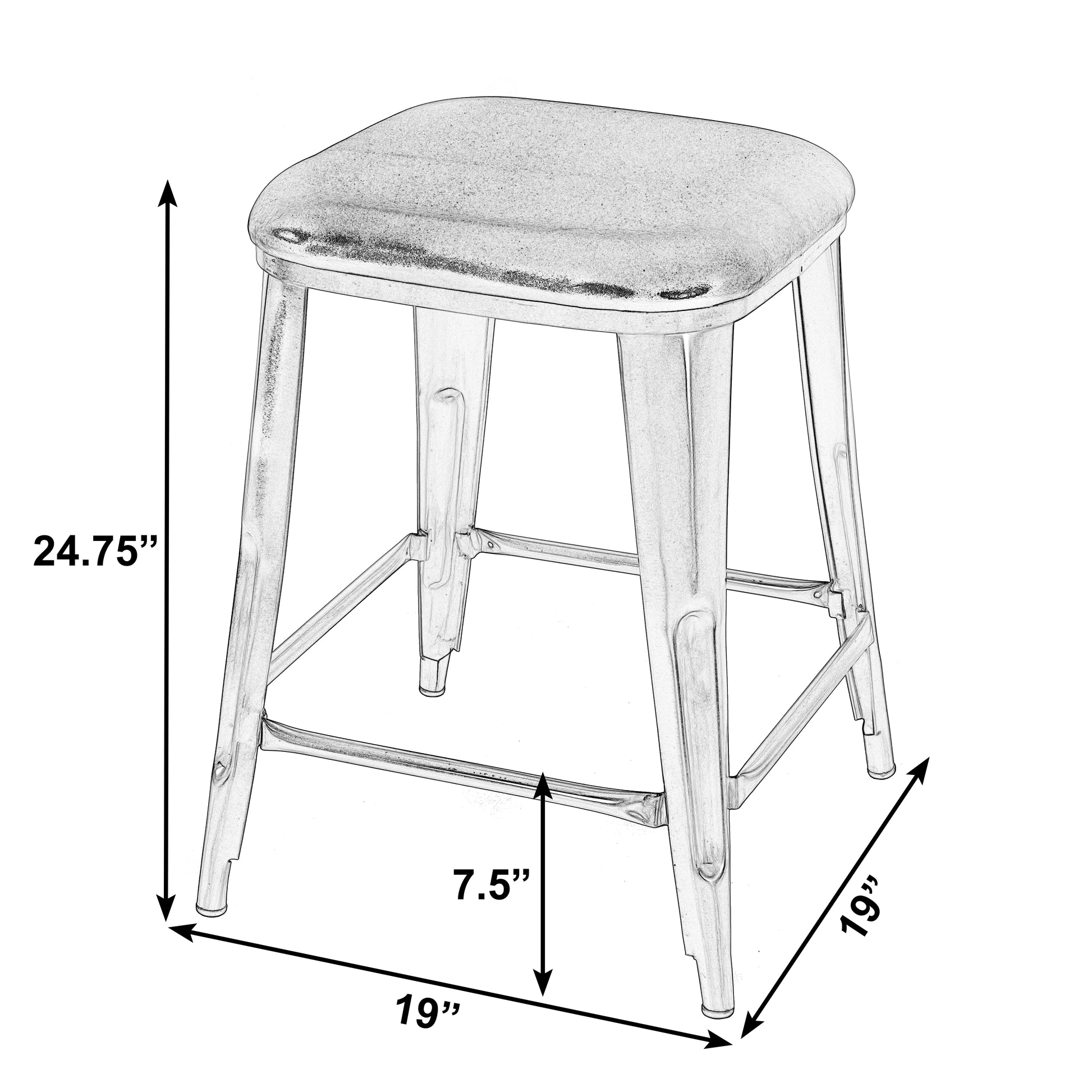 Butler Specialty Company Eastham 24.75 in. Seat Height Leather and Iron Counter Stool with Footrest, Brown, Silver