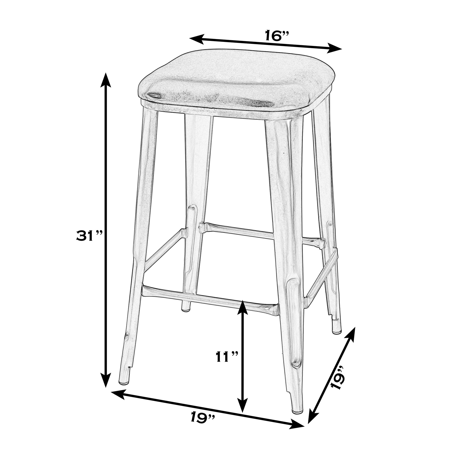 Butler Specialty Company Eastham 30.75 in. Seat Height Leather and Iron Bar Stool with Footrest, Brown, Silver
