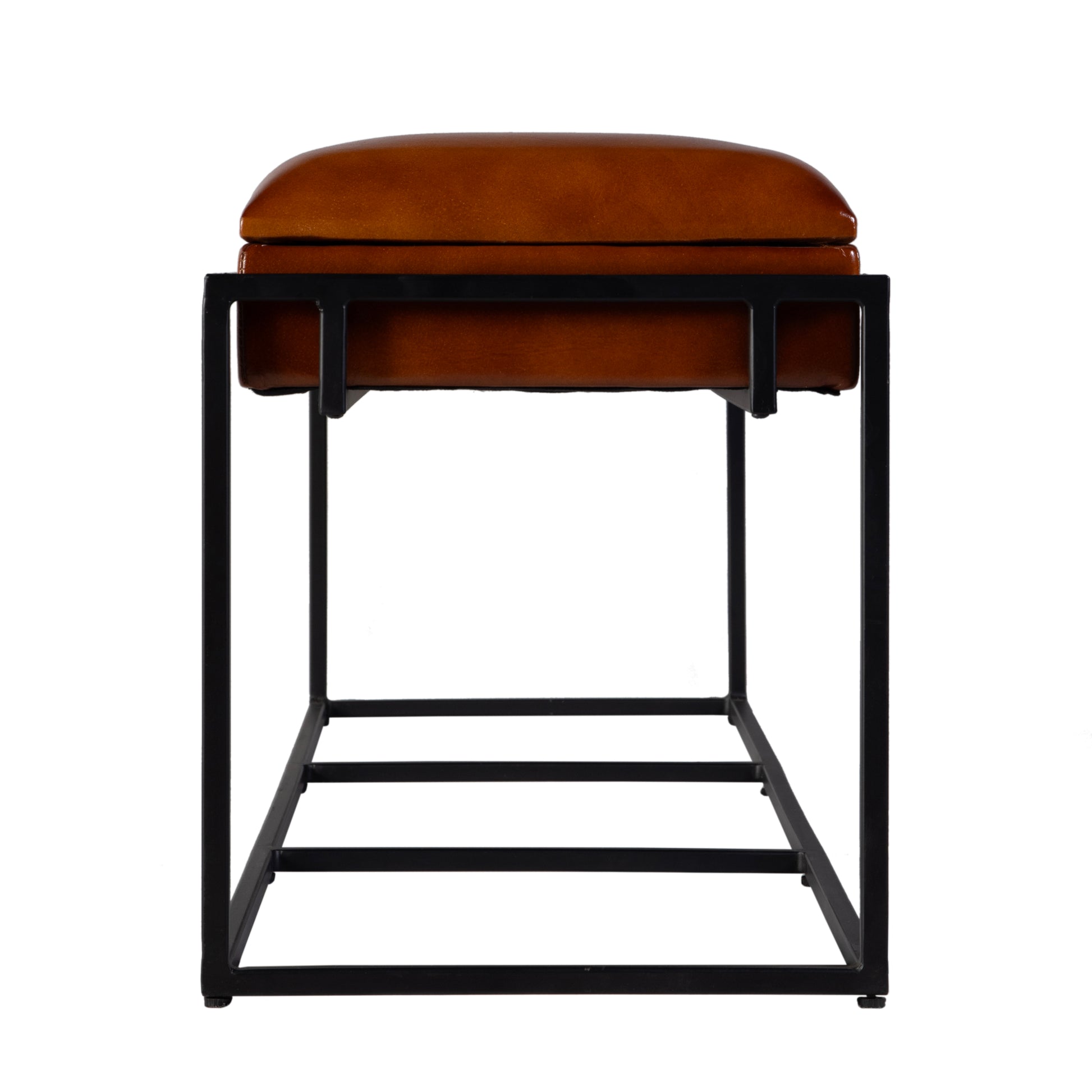 Butler Specialty Company Kane 62 in. W Rectangular Leather and Iron Accent Bench, Brown, Black