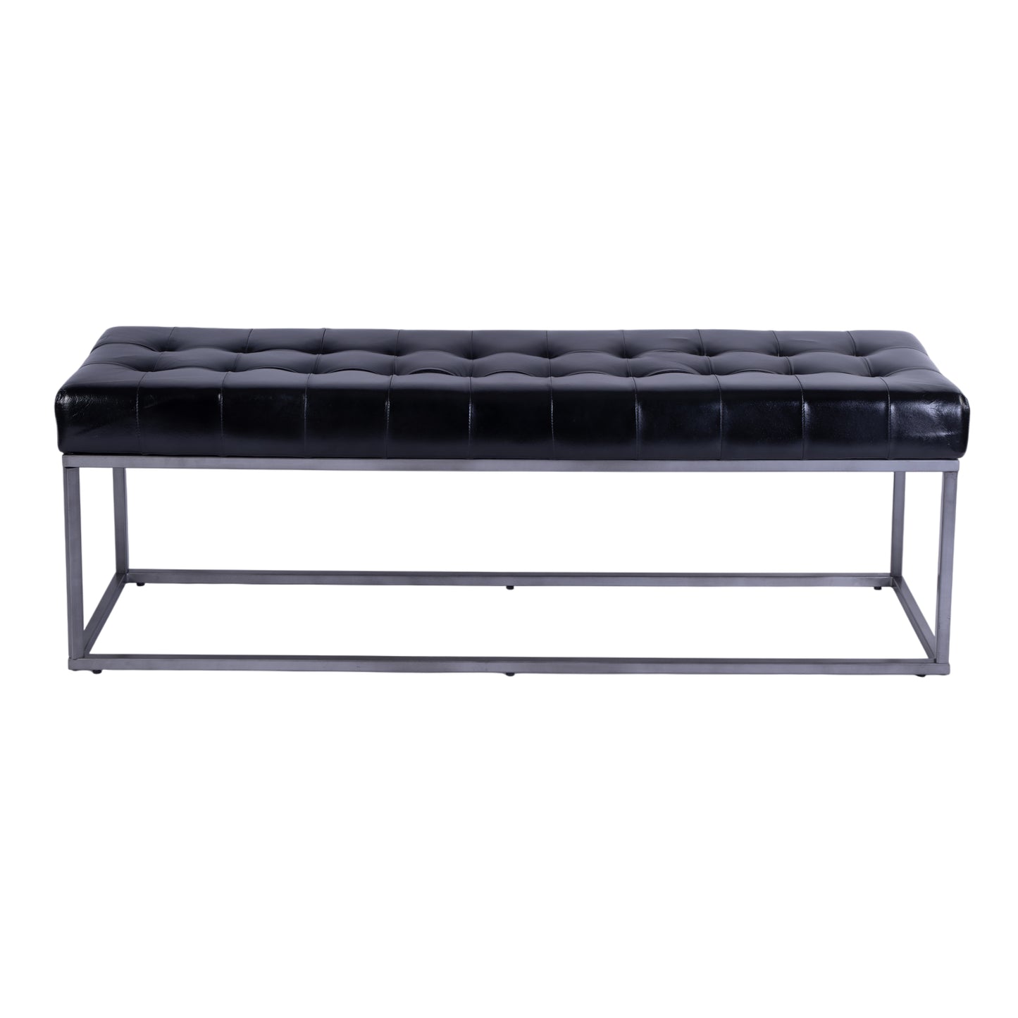 Butler Specialty Company Knox 54 in. W Rectangular Leather and Iron Accent Bench, Black
