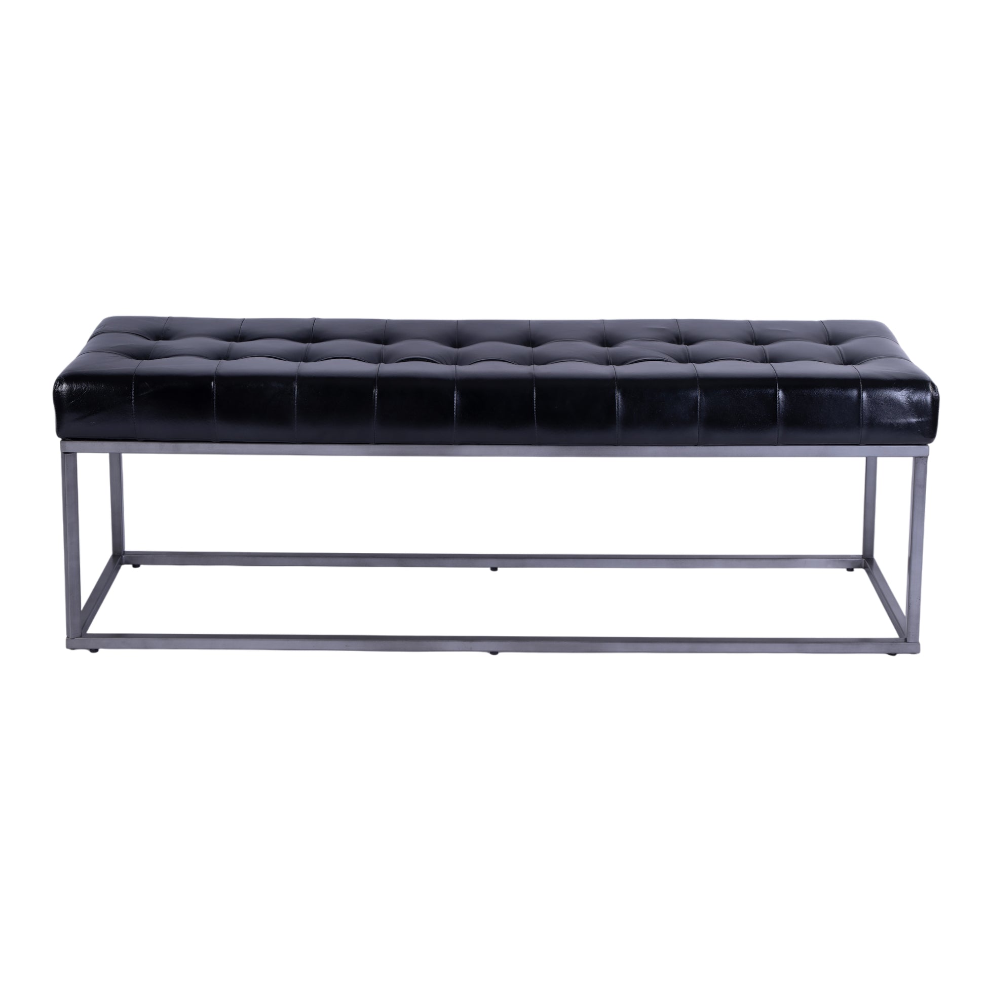 Butler Specialty Company Knox 54 in. W Rectangular Leather and Iron Accent Bench, Black