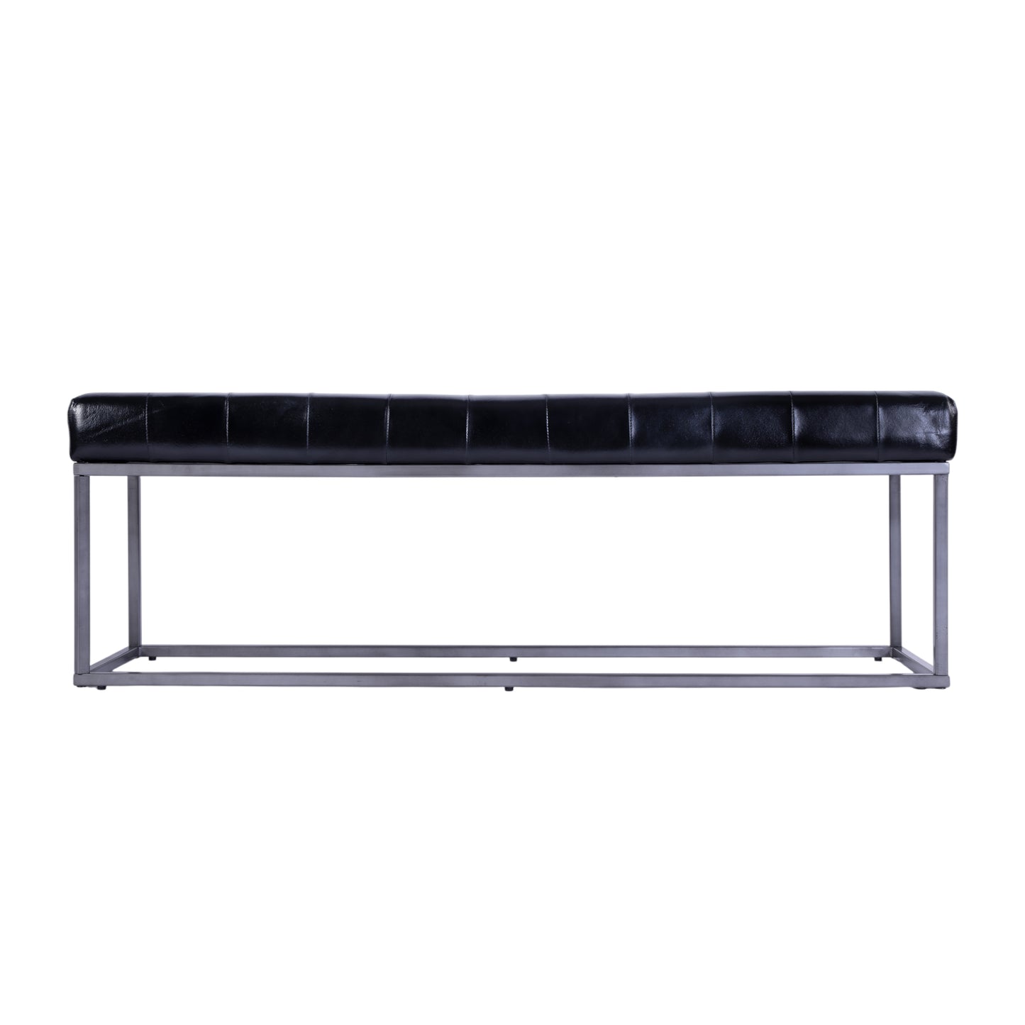 Butler Specialty Company Knox 54 in. W Rectangular Leather and Iron Accent Bench, Black