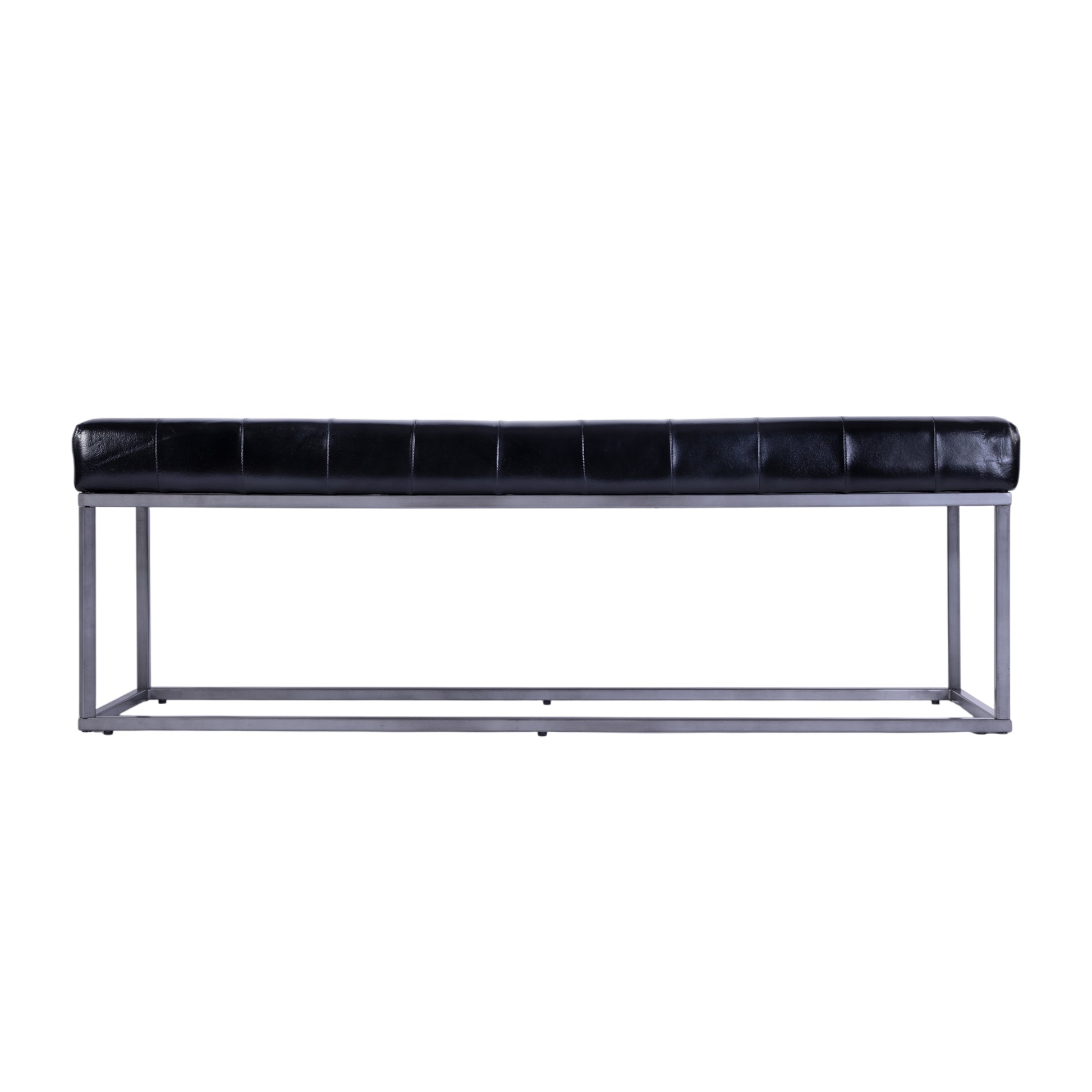 Butler Specialty Company Knox 54 in. W Rectangular Leather and Iron Accent Bench, Black