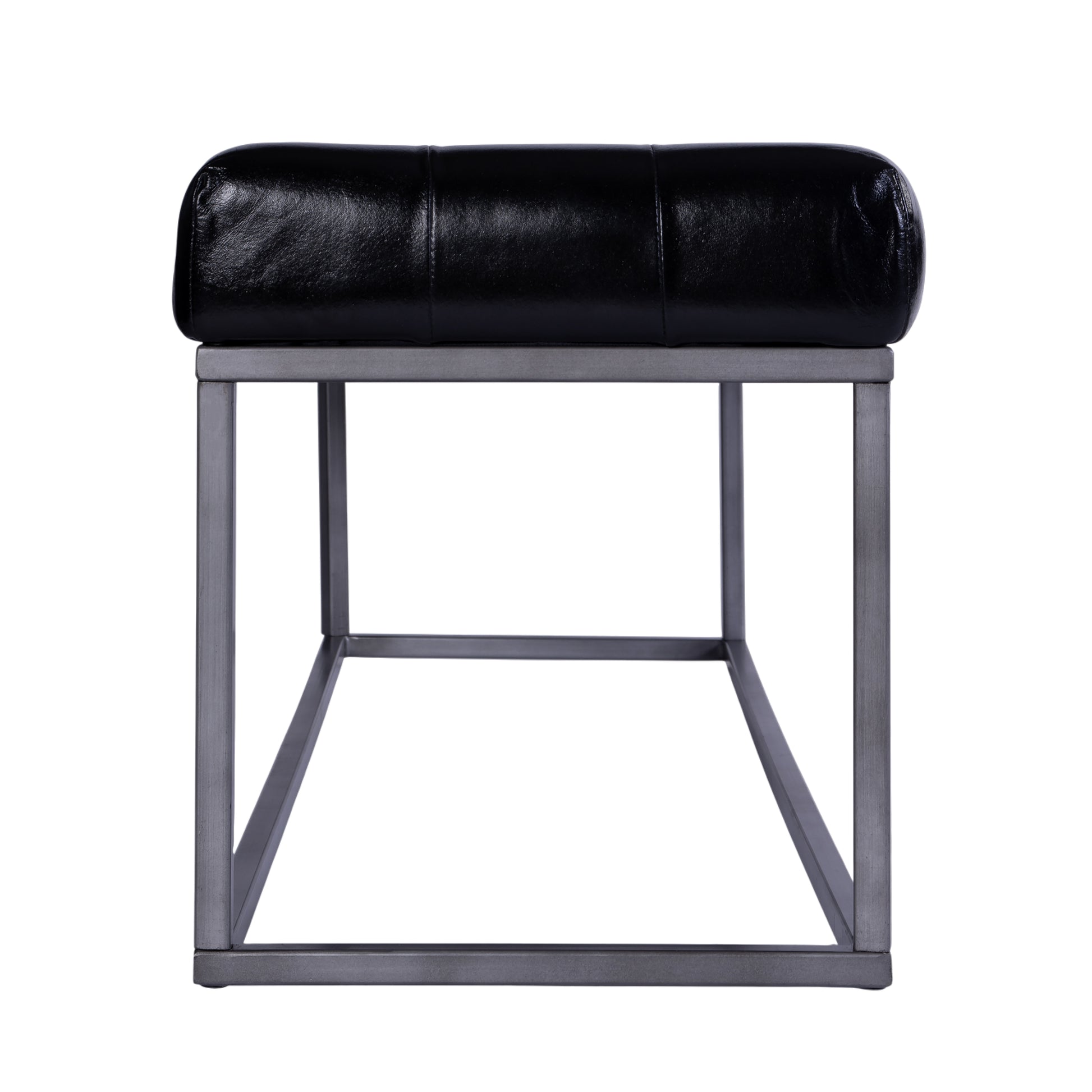 Butler Specialty Company Knox 54 in. W Rectangular Leather and Iron Accent Bench, Black