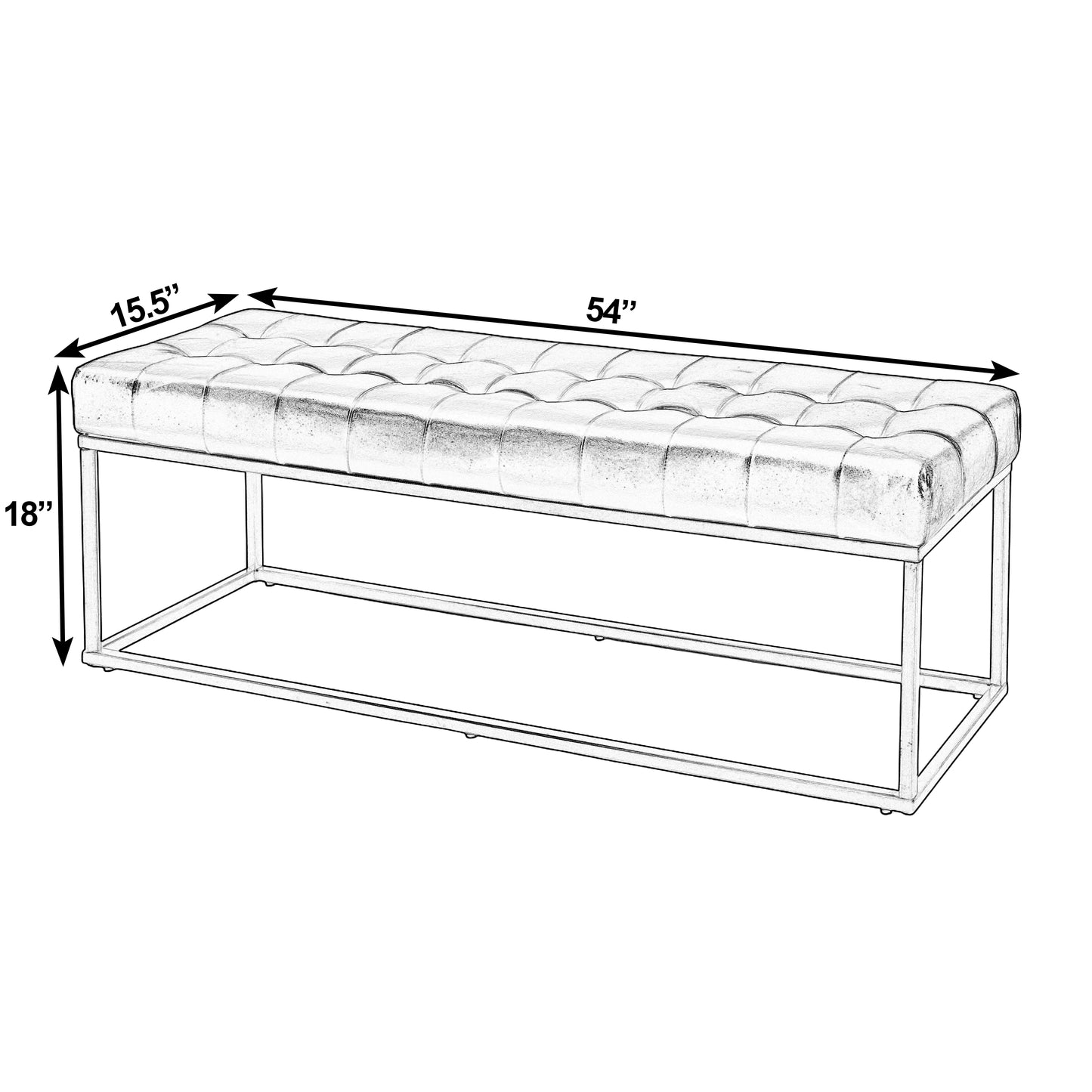 Butler Specialty Company Knox 54 in. W Rectangular Leather and Iron Accent Bench, Black