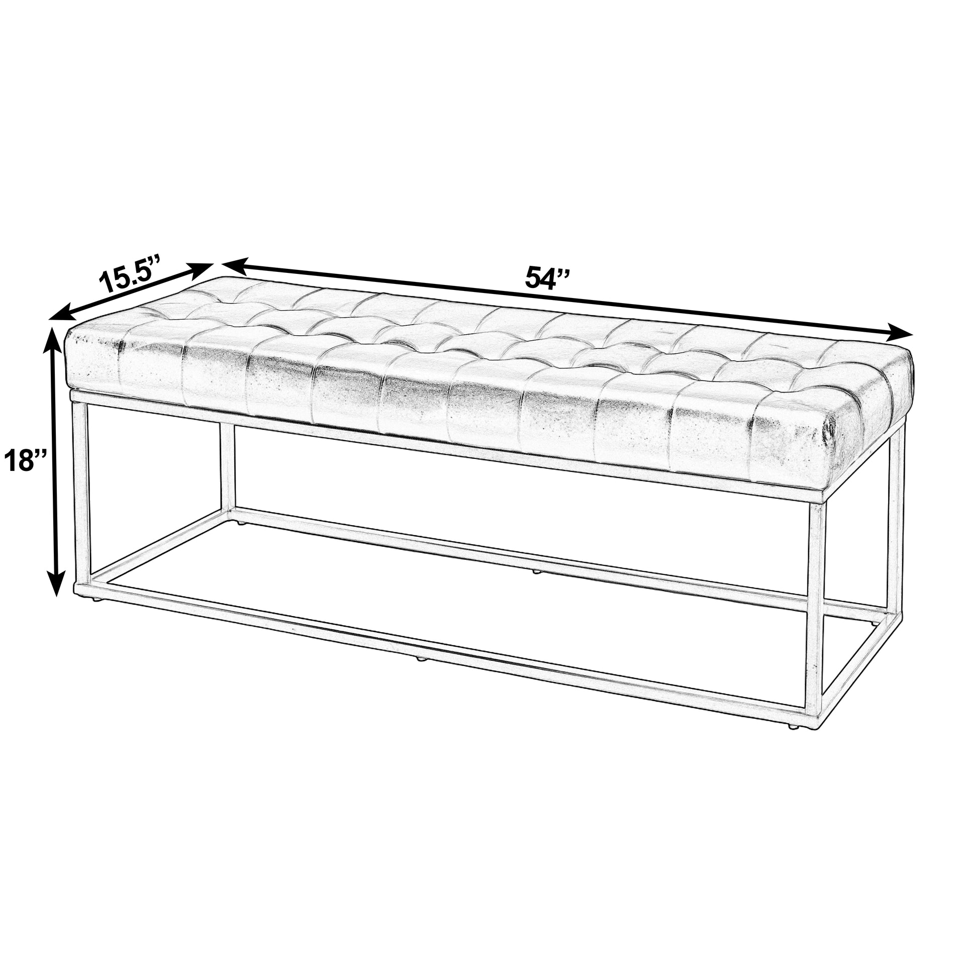Butler Specialty Company Knox 54 in. W Rectangular Leather and Iron Accent Bench, Black