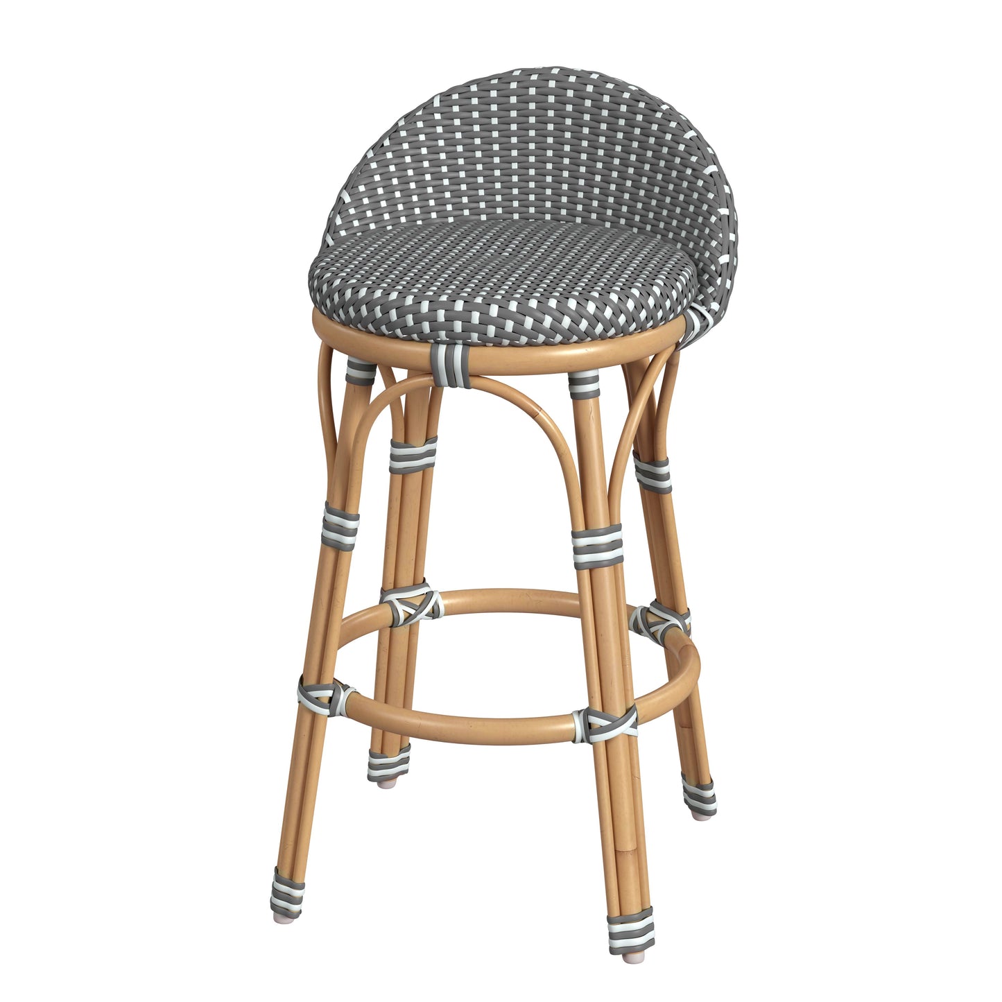 Butler Specialty Company Inez 24 in. Seat Height Rattan Low Back Counter Stool, Gray