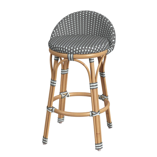 Butler Specialty Company Inez 24 in. Seat Height Rattan Low Back Counter Stool, Gray