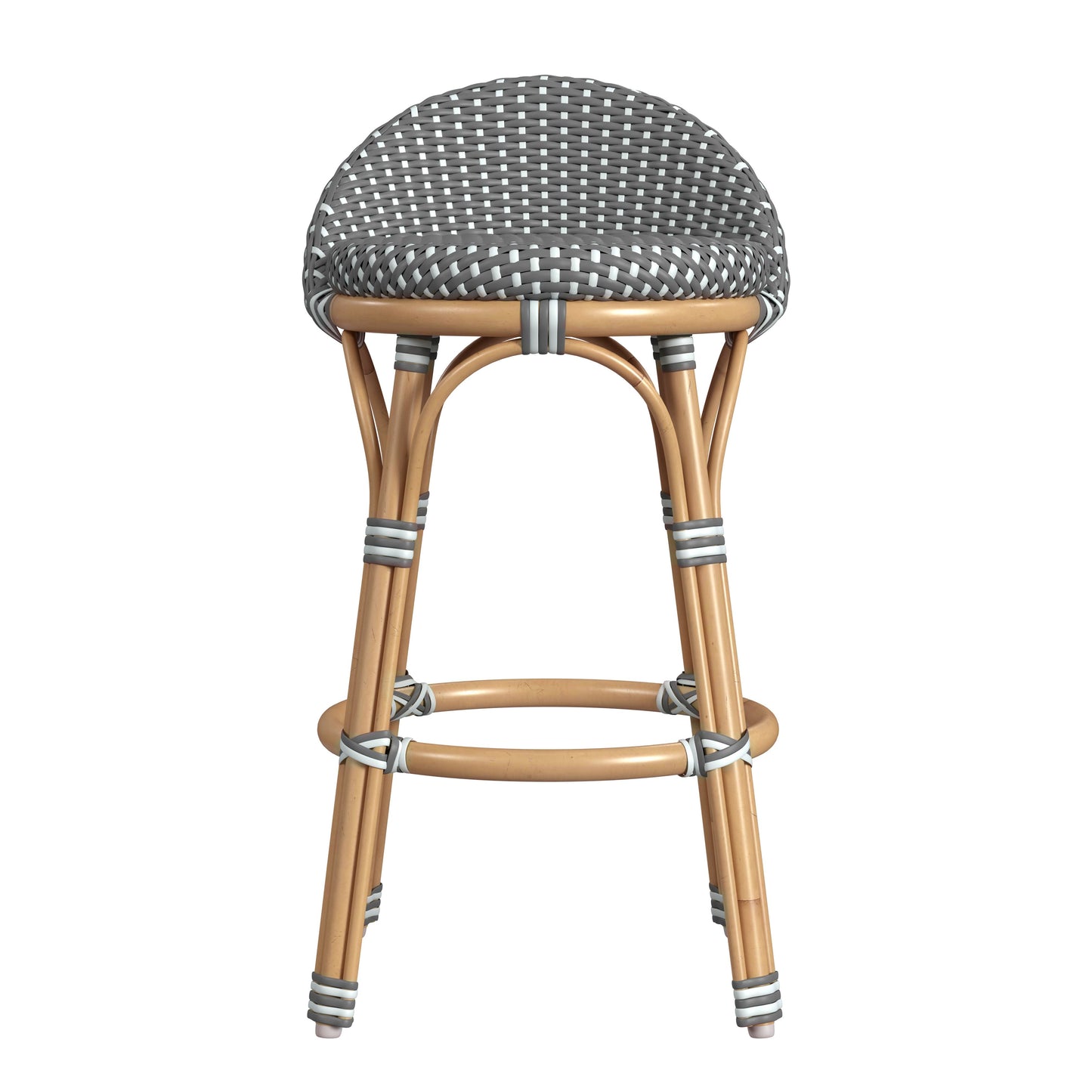 Butler Specialty Company Inez 24 in. Seat Height Rattan Low Back Counter Stool, Gray
