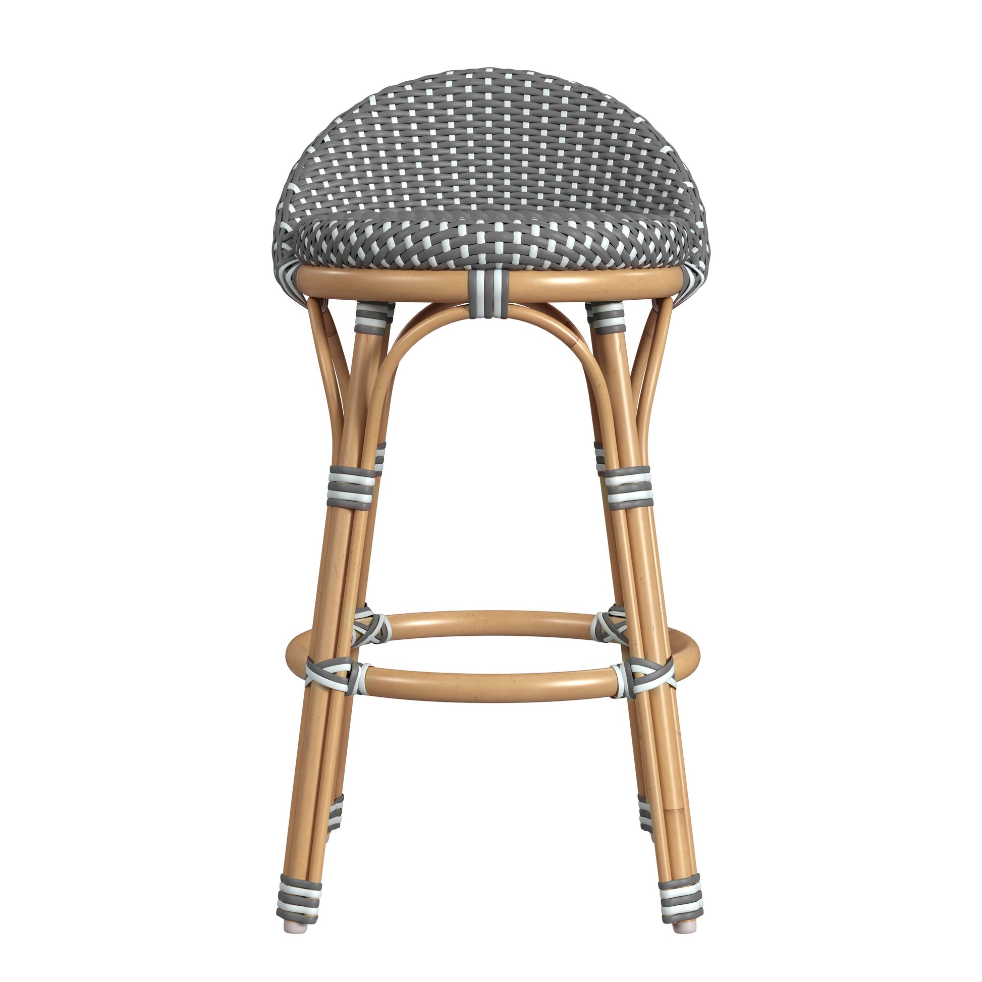 Butler Specialty Company Inez 24 in. Seat Height Rattan Low Back Counter Stool, Gray