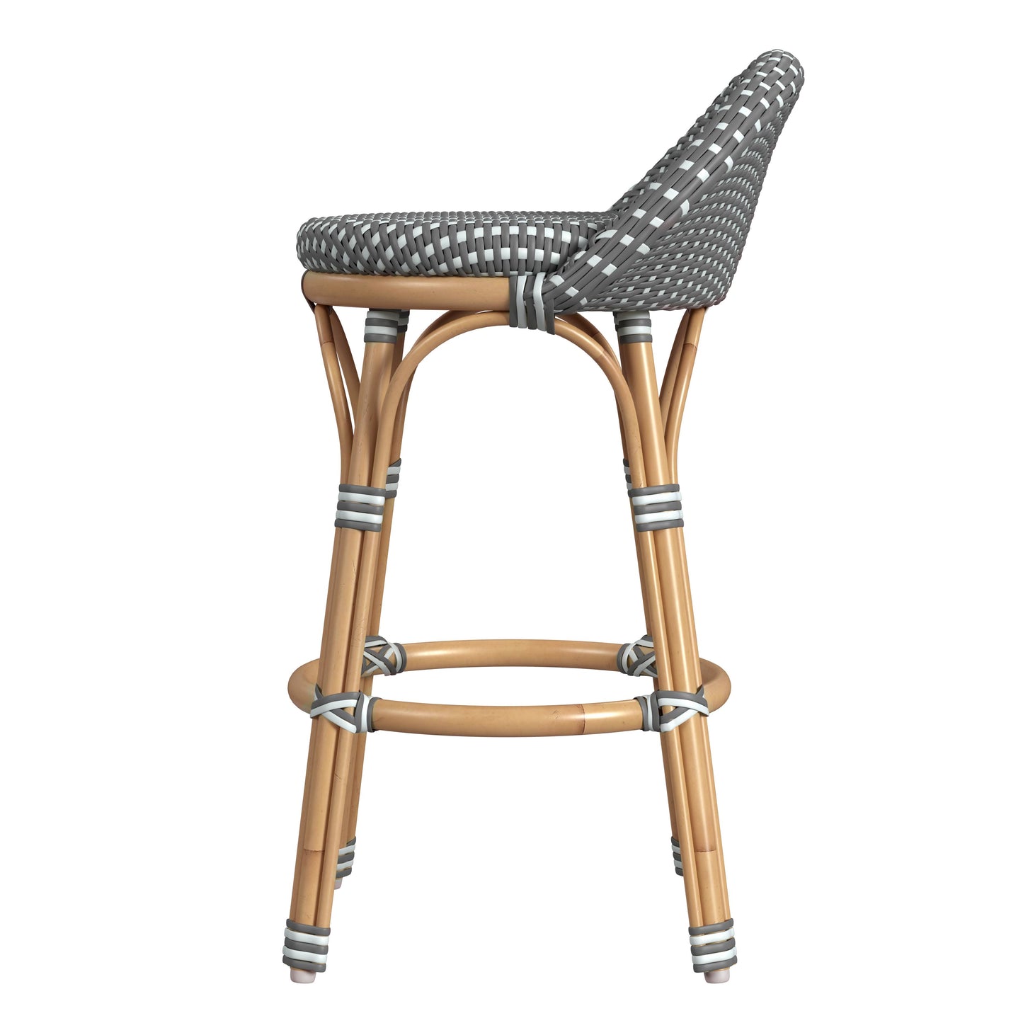 Butler Specialty Company Inez 24 in. Seat Height Rattan Low Back Counter Stool, Gray