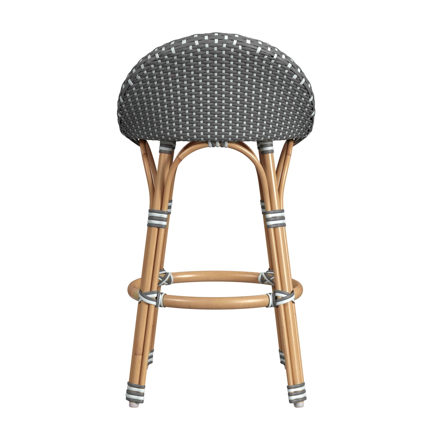 Butler Specialty Company Inez 24 in. Seat Height Rattan Low Back Counter Stool, Gray
