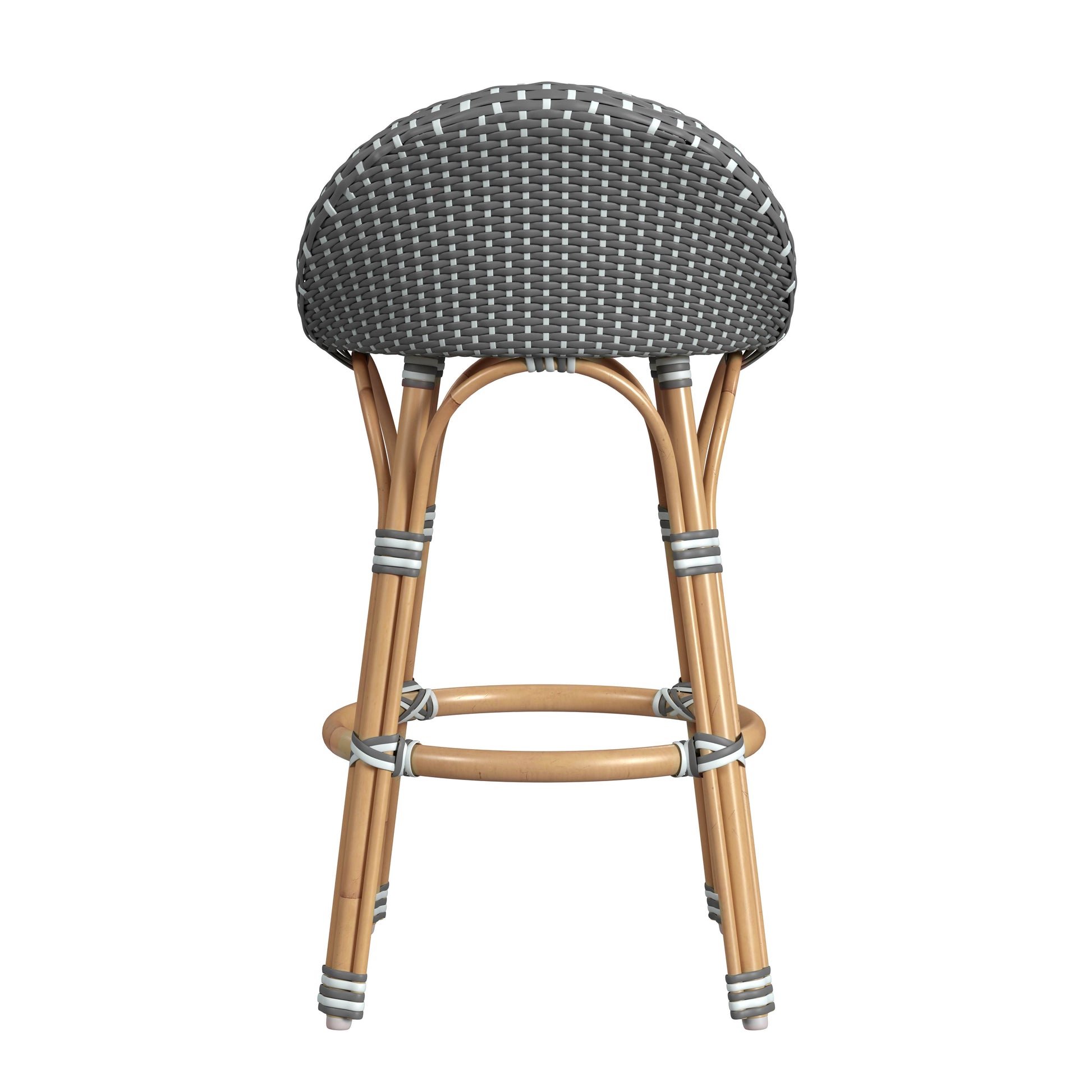 Butler Specialty Company Inez 24 in. Seat Height Rattan Low Back Counter Stool, Gray