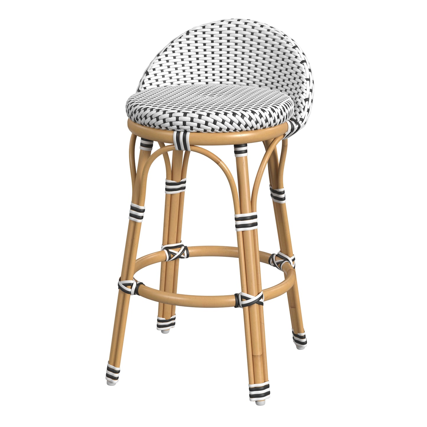 Butler Specialty Company Inez 24 in. Seat Height Rattan Low Back Counter Stool, Black