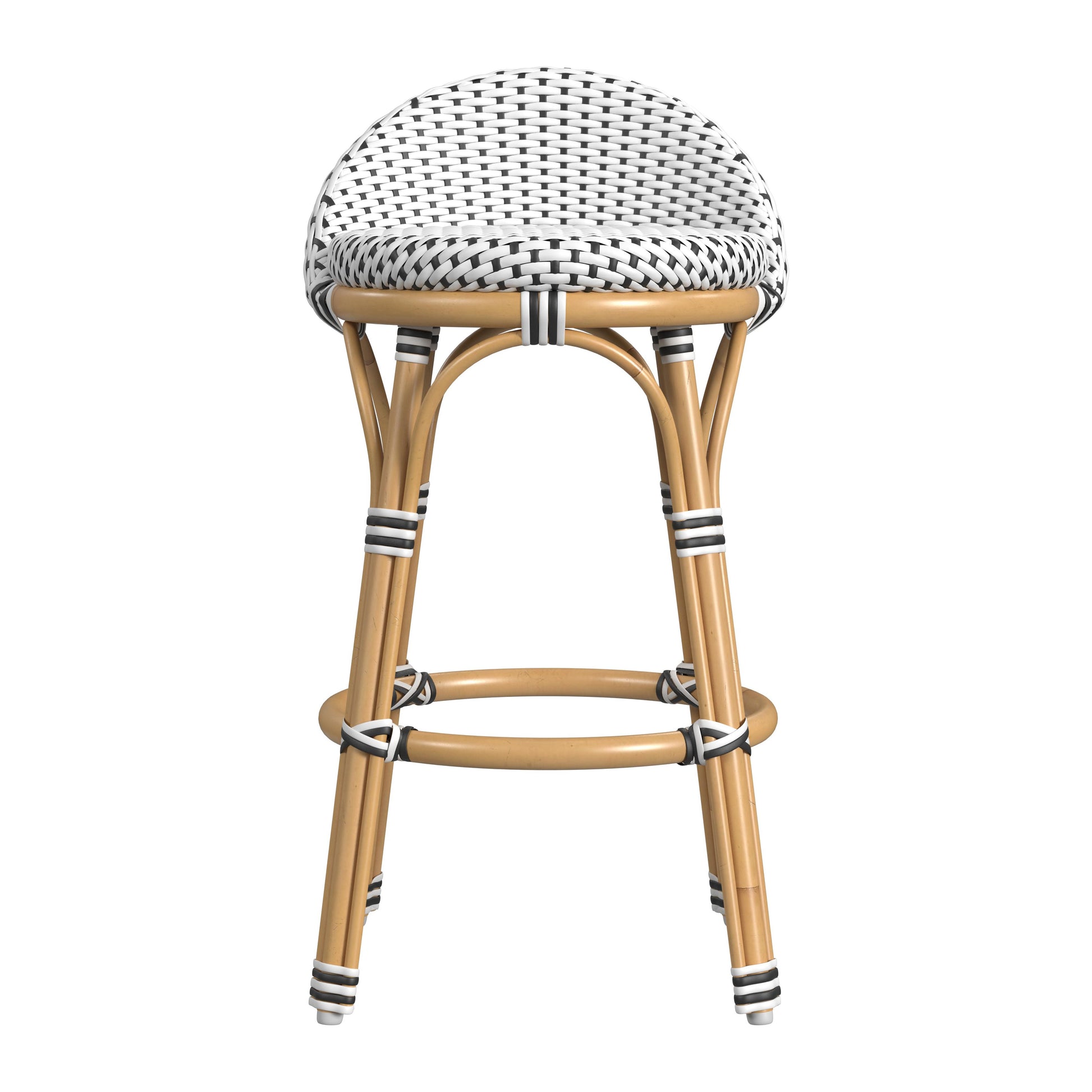 Butler Specialty Company Inez 24 in. Seat Height Rattan Low Back Counter Stool, Black