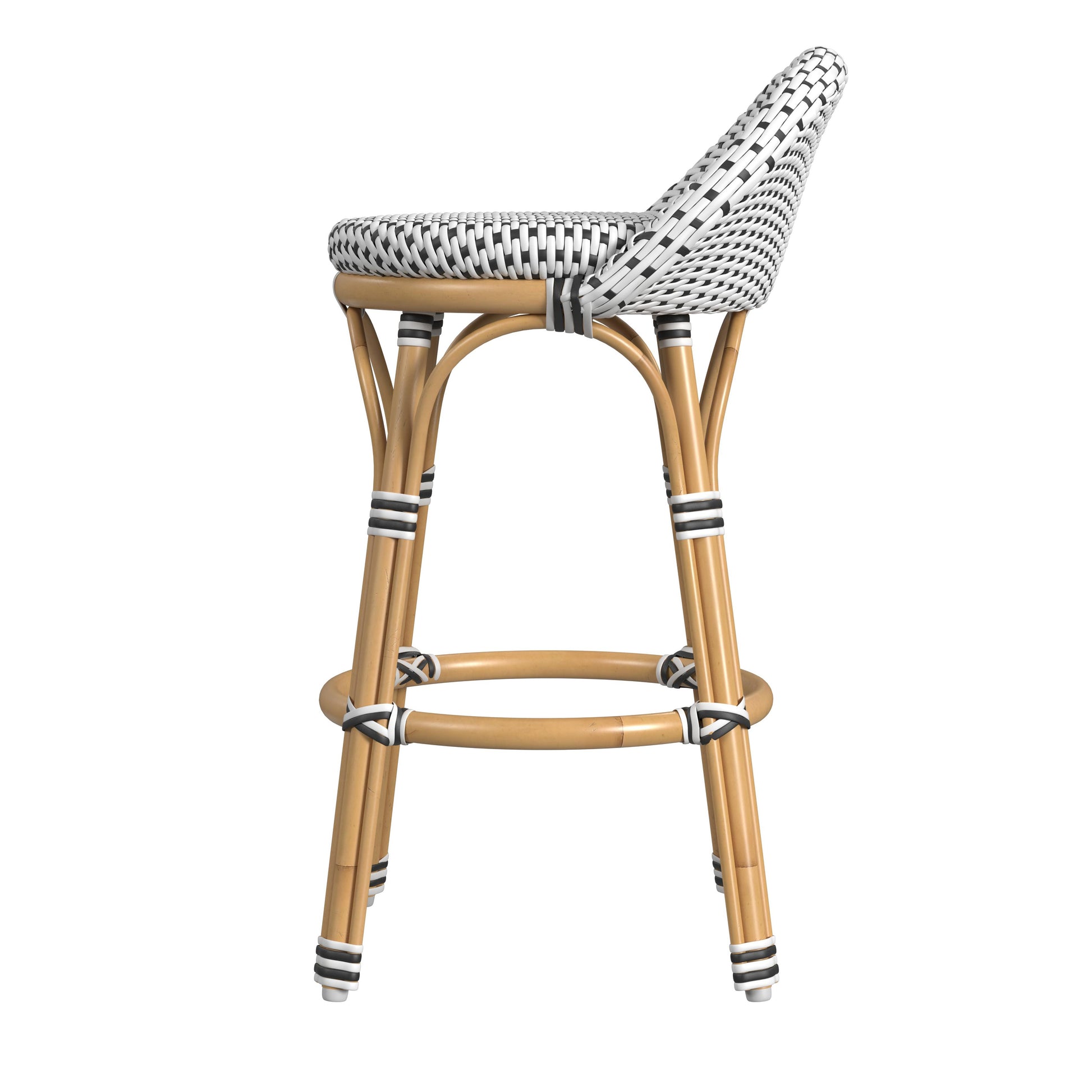 Butler Specialty Company Inez 24 in. Seat Height Rattan Low Back Counter Stool, Black