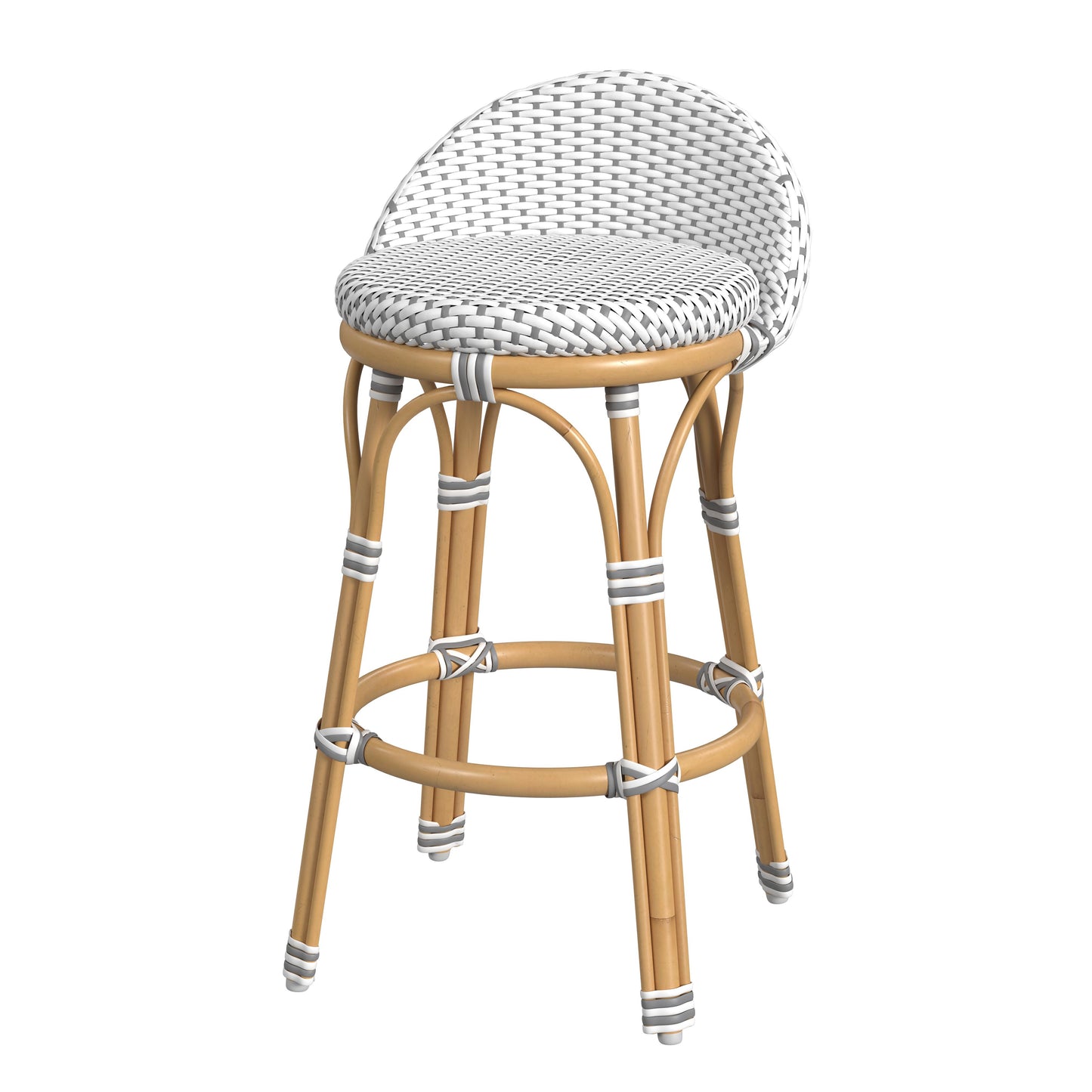 Butler Specialty Company Inez 24 in. Seat Height Rattan Low Back Counter Stool, Gray