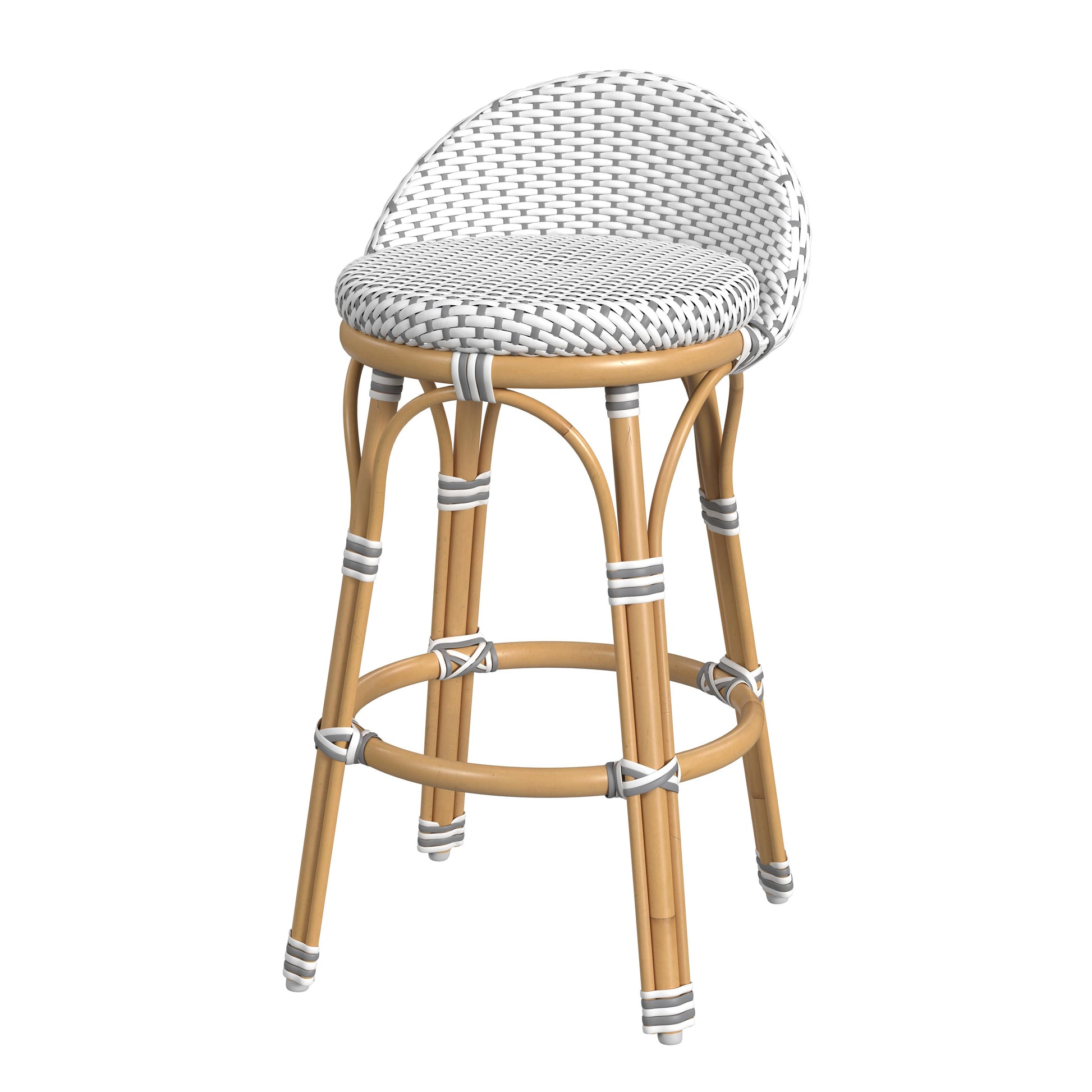 Butler Specialty Company Inez 24 in. Seat Height Rattan Low Back Counter Stool, Gray