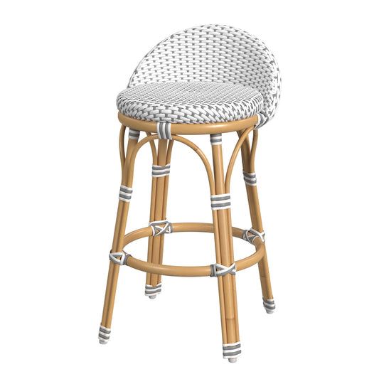 Butler Specialty Company Inez 24 in. Seat Height Rattan Low Back Counter Stool, Gray