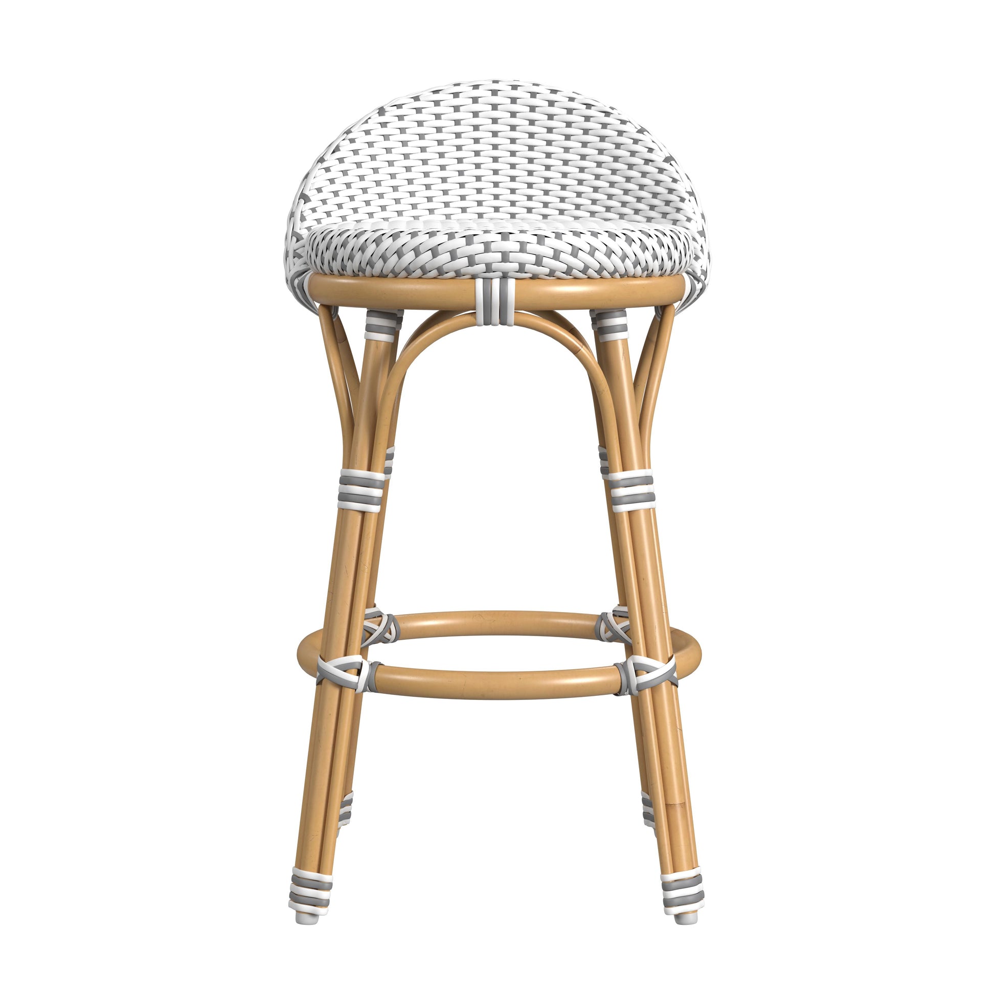 Butler Specialty Company Inez 24 in. Seat Height Rattan Low Back Counter Stool, Gray