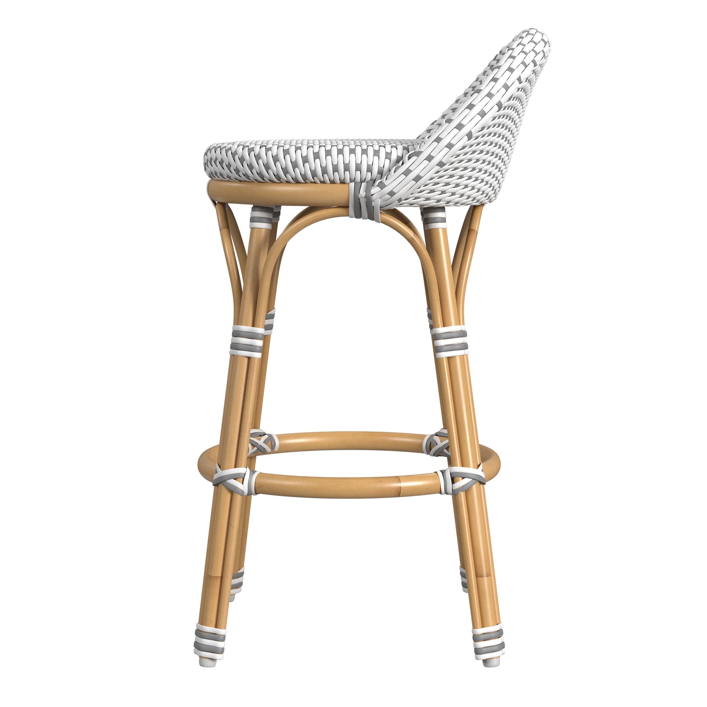 Butler Specialty Company Inez 24 in. Seat Height Rattan Low Back Counter Stool, Gray