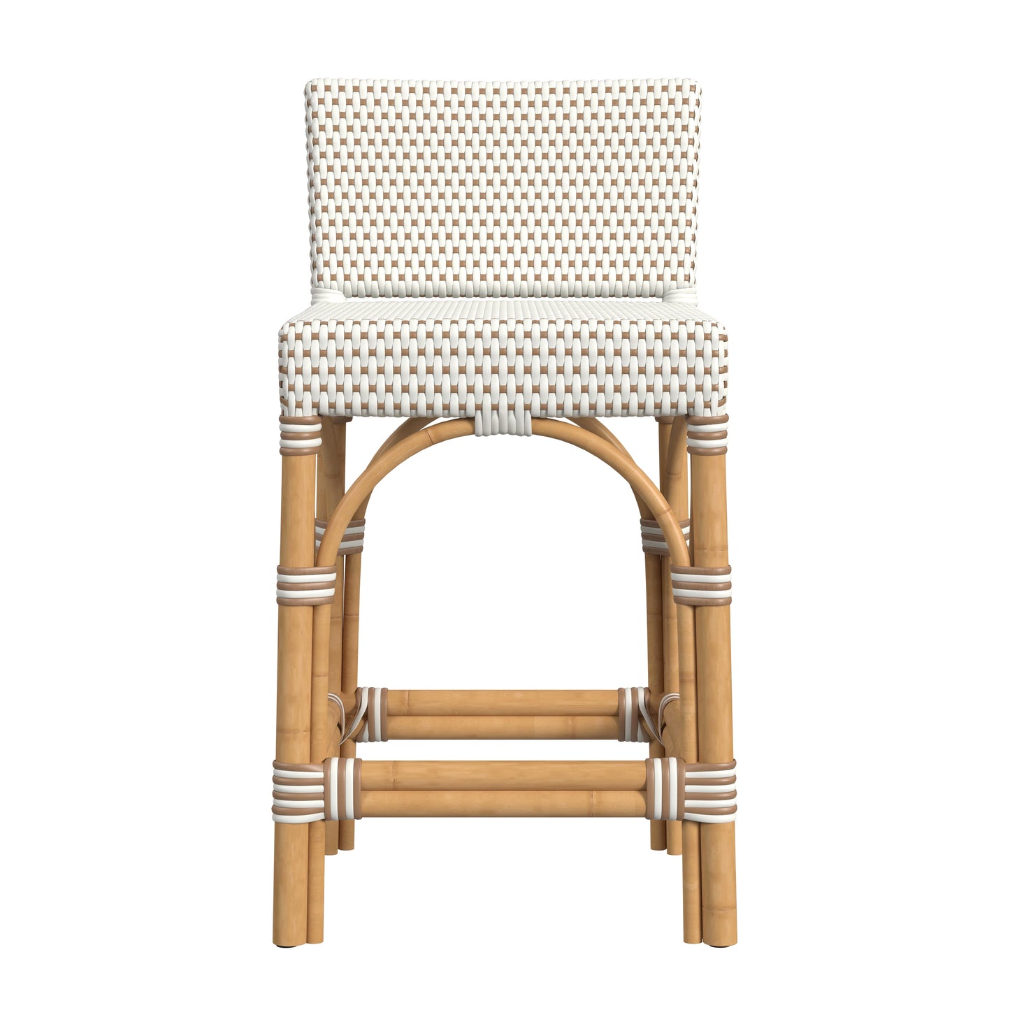 Butler Specialty Company Amalfi 24.5 in. Seat Height Outdoor Counter Stool with Back, Beige and White