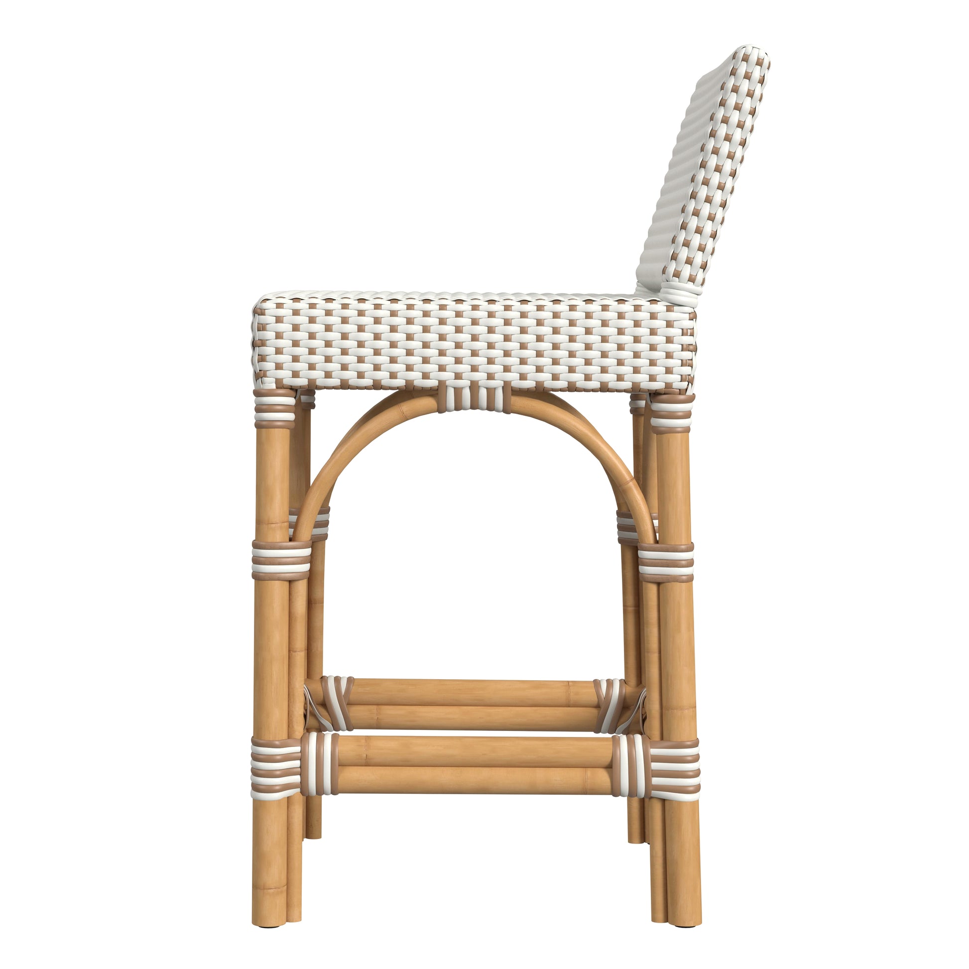 Butler Specialty Company Amalfi 24.5 in. Seat Height Outdoor Counter Stool with Back, Beige and White