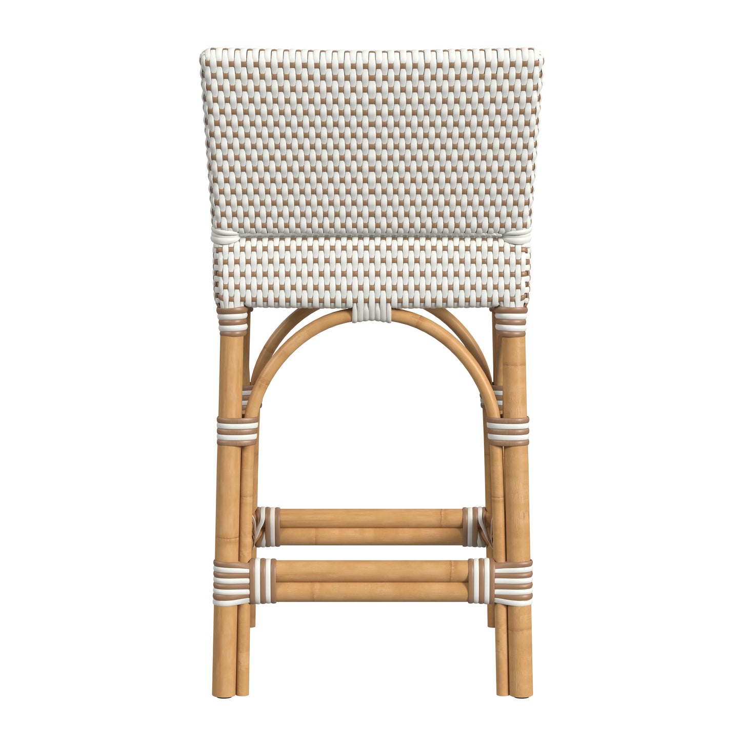 Butler Specialty Company Amalfi 24.5 in. Seat Height Outdoor Counter Stool with Back, Beige and White