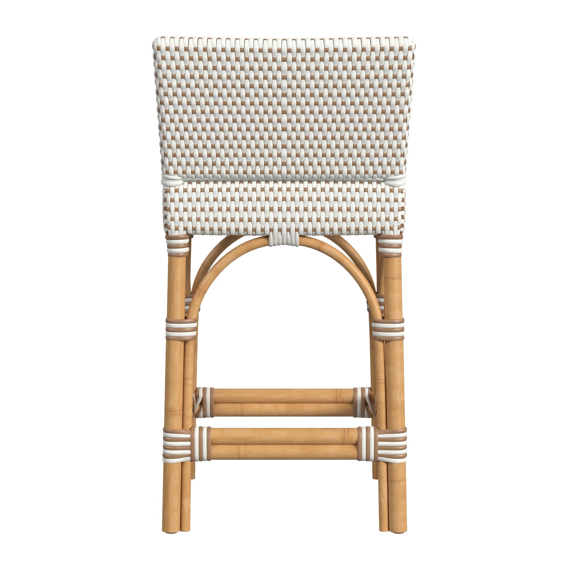 Butler Specialty Company Amalfi 24.5 in. Seat Height Outdoor Counter Stool with Back, Beige and White