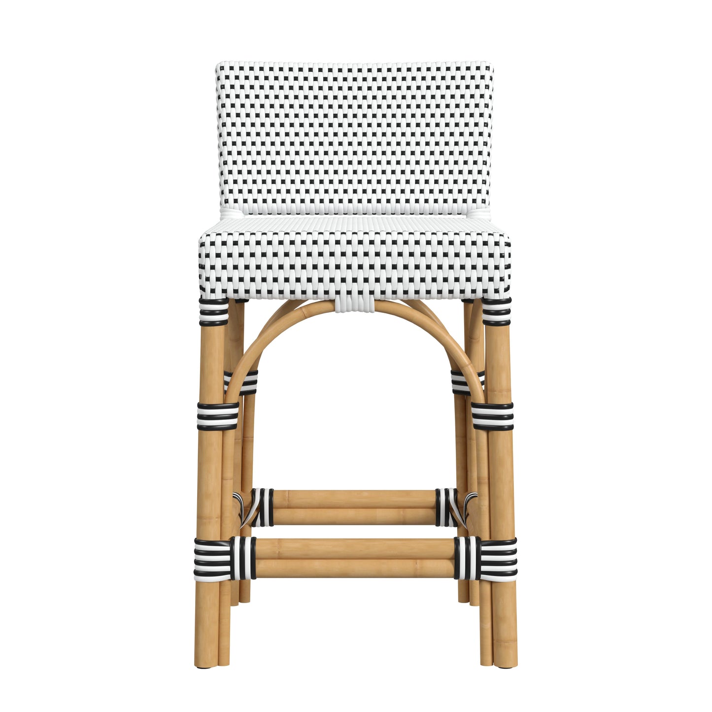 Butler Specialty Company Amalfi 24.5 in. Seat Height Outdoor Counter Stool with Back, Black and White