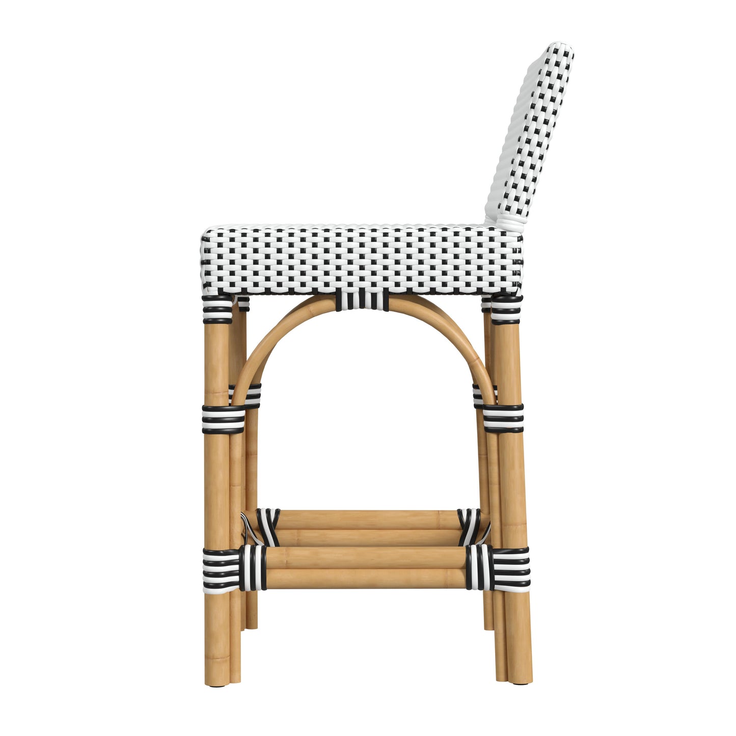 Butler Specialty Company Amalfi 24.5 in. Seat Height Outdoor Counter Stool with Back, Black and White