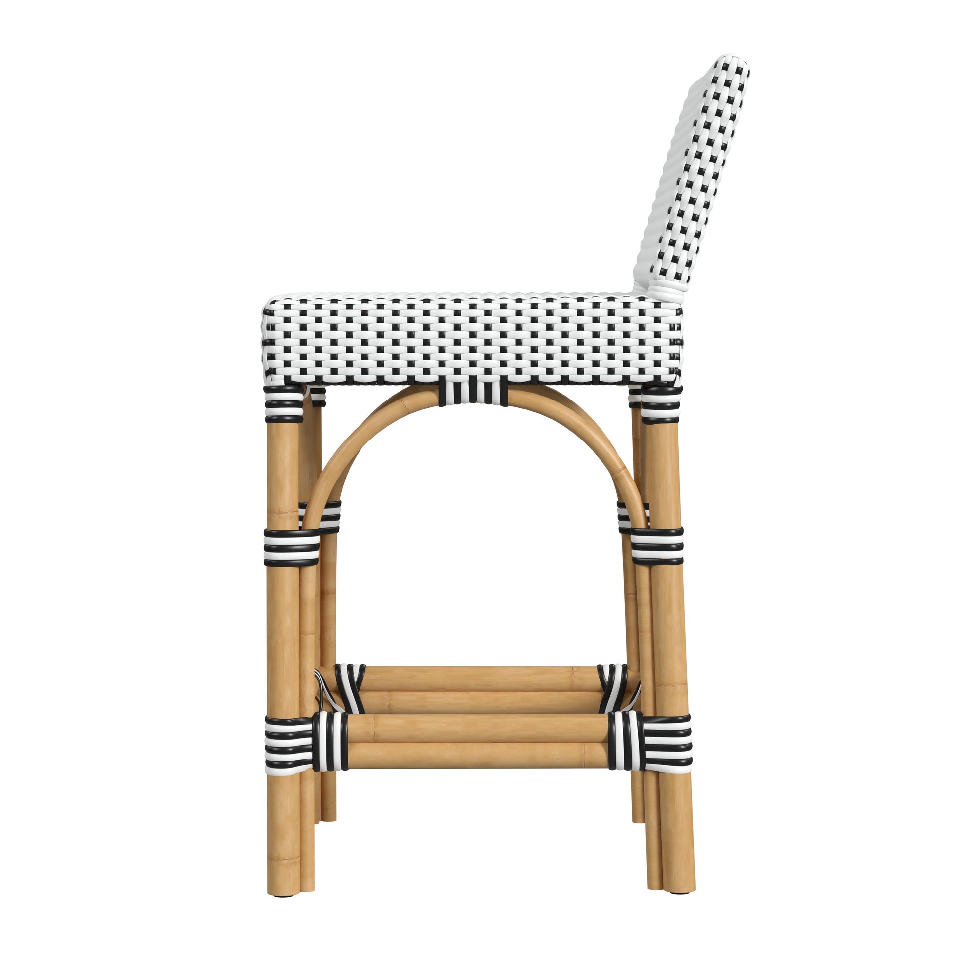 Butler Specialty Company Amalfi 24.5 in. Seat Height Outdoor Counter Stool with Back, Black and White