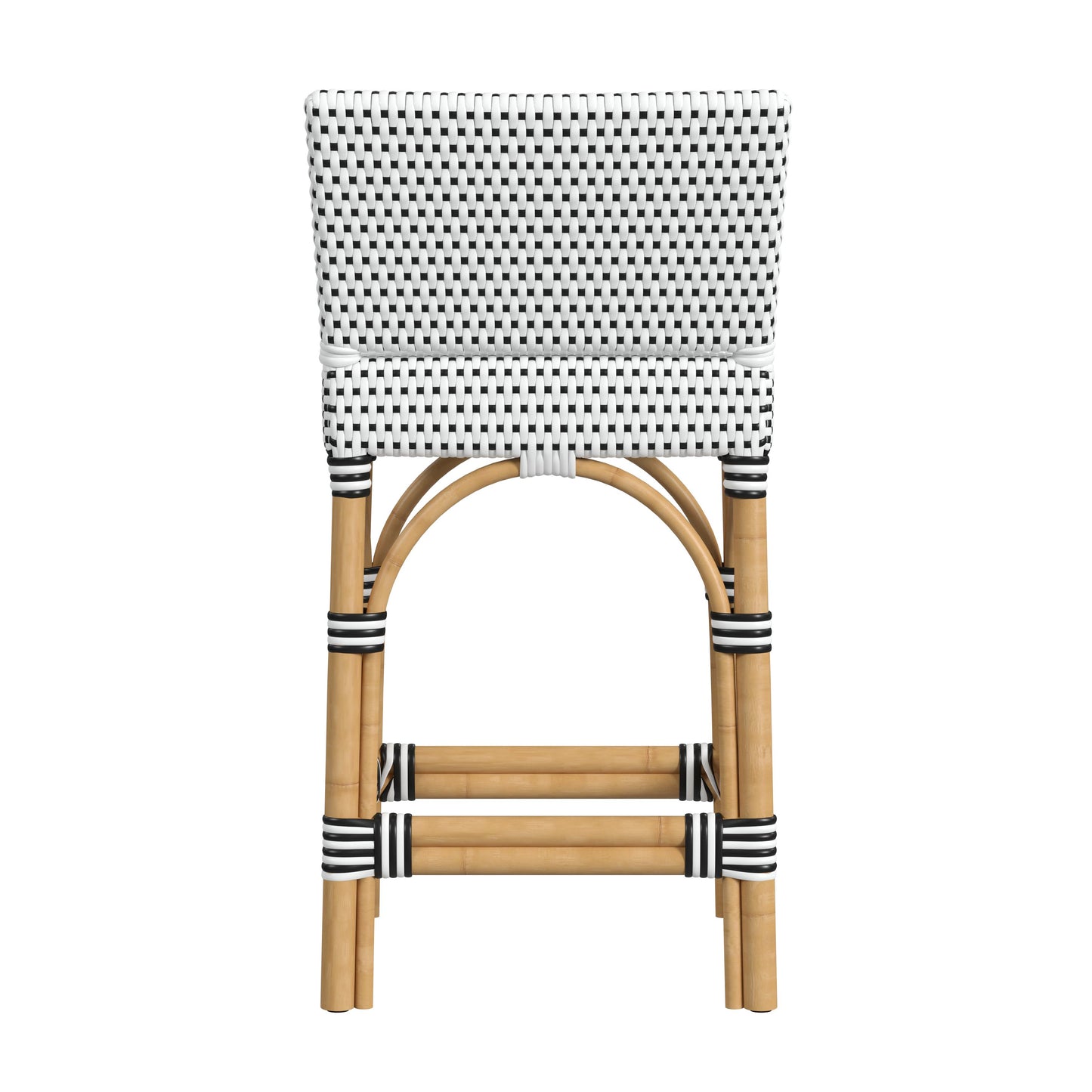 Butler Specialty Company Amalfi 24.5 in. Seat Height Outdoor Counter Stool with Back, Black and White