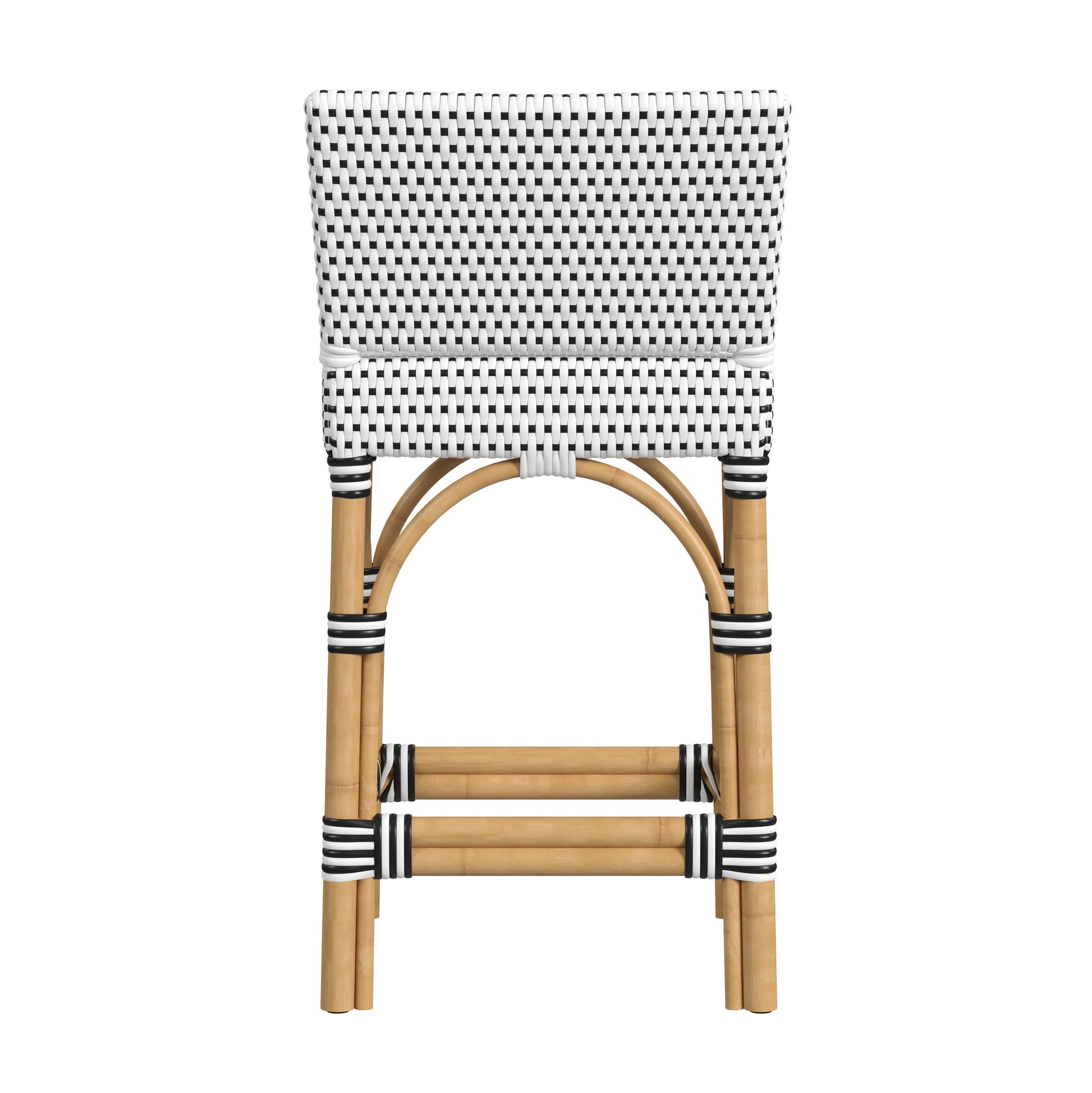 Butler Specialty Company Amalfi 24.5 in. Seat Height Outdoor Counter Stool with Back, Black and White