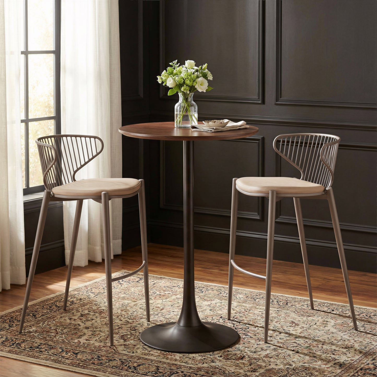 Silues Barstool (Set of 2) Taupe & Brown - 9